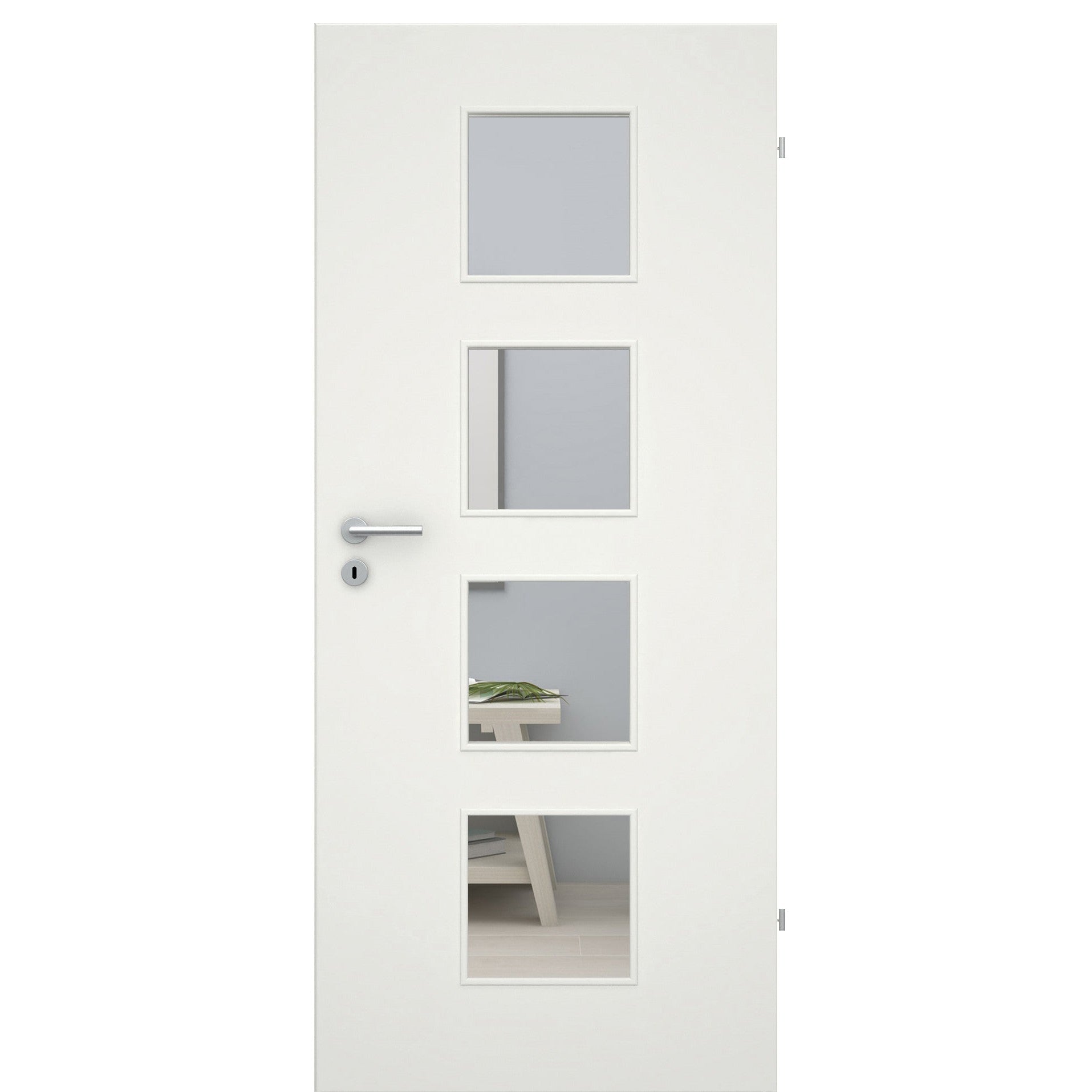 Zimmertür mit Lichtausschnitt LA4 CPL glatt soft-weiß Rundkante