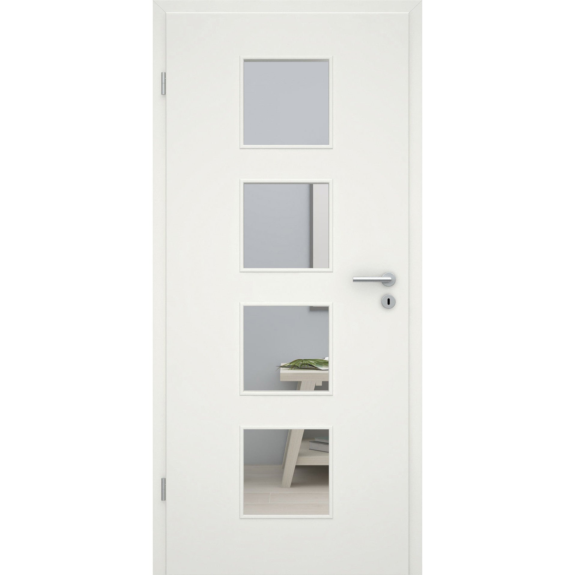 Zimmertür mit Lichtausschnitt LA4 CPL glatt soft-weiß Rundkante