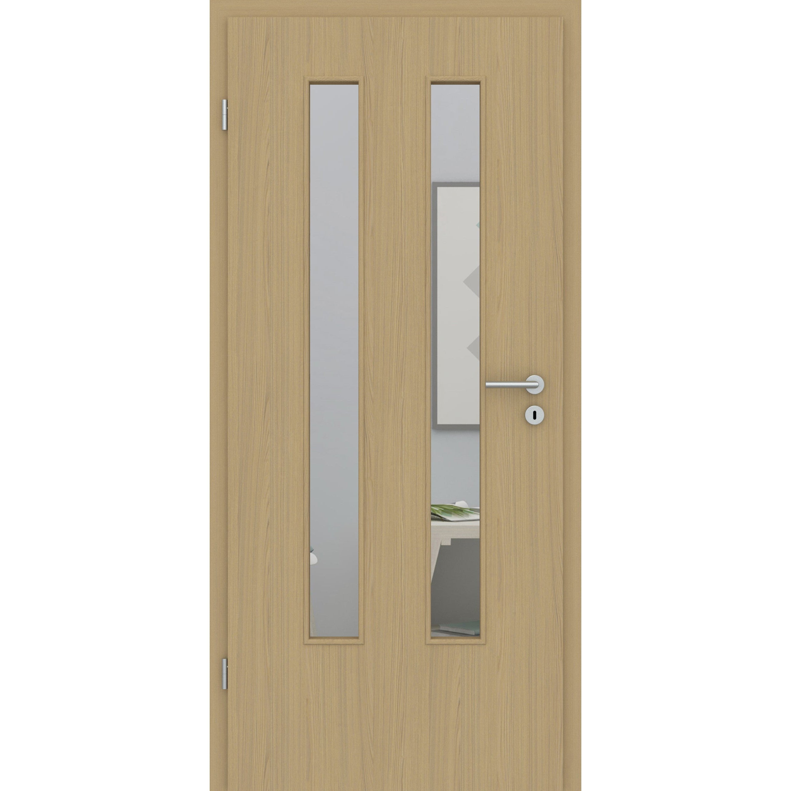 Zimmertür mit Lichtausschnitt LA6 CPL Matt Eiche-Beige Designkante