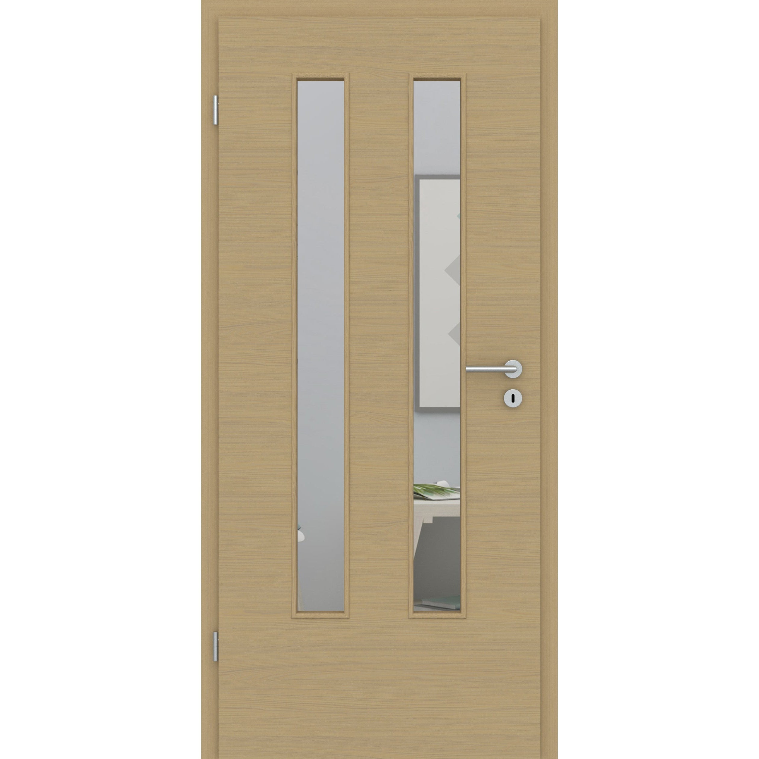 Zimmertür mit Lichtausschnitt LA6 CPL Matt Eiche-Beige Quer Designkante