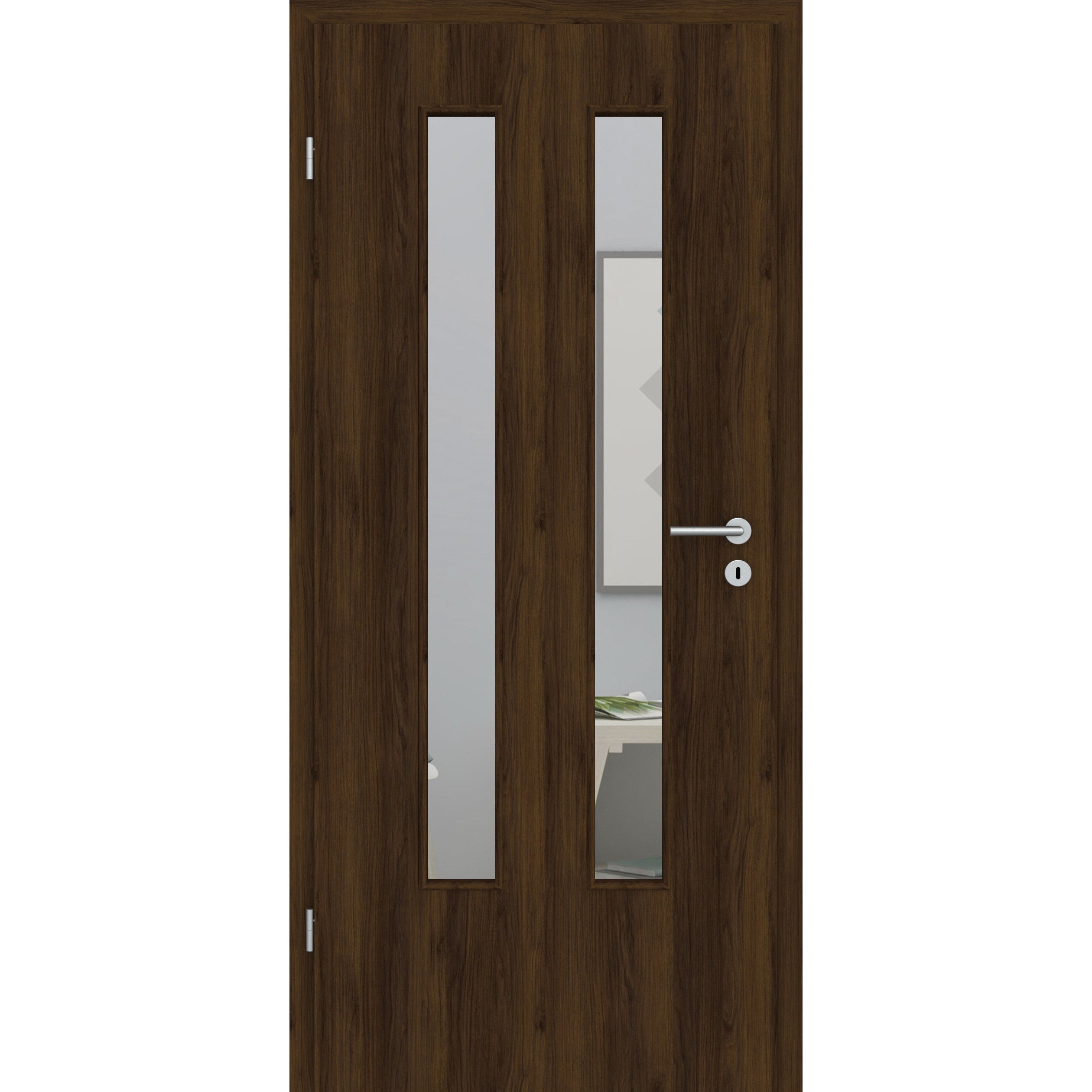 Zimmertür mit Lichtausschnitt LA6 CPL Matt Eiche-Braun Designkante