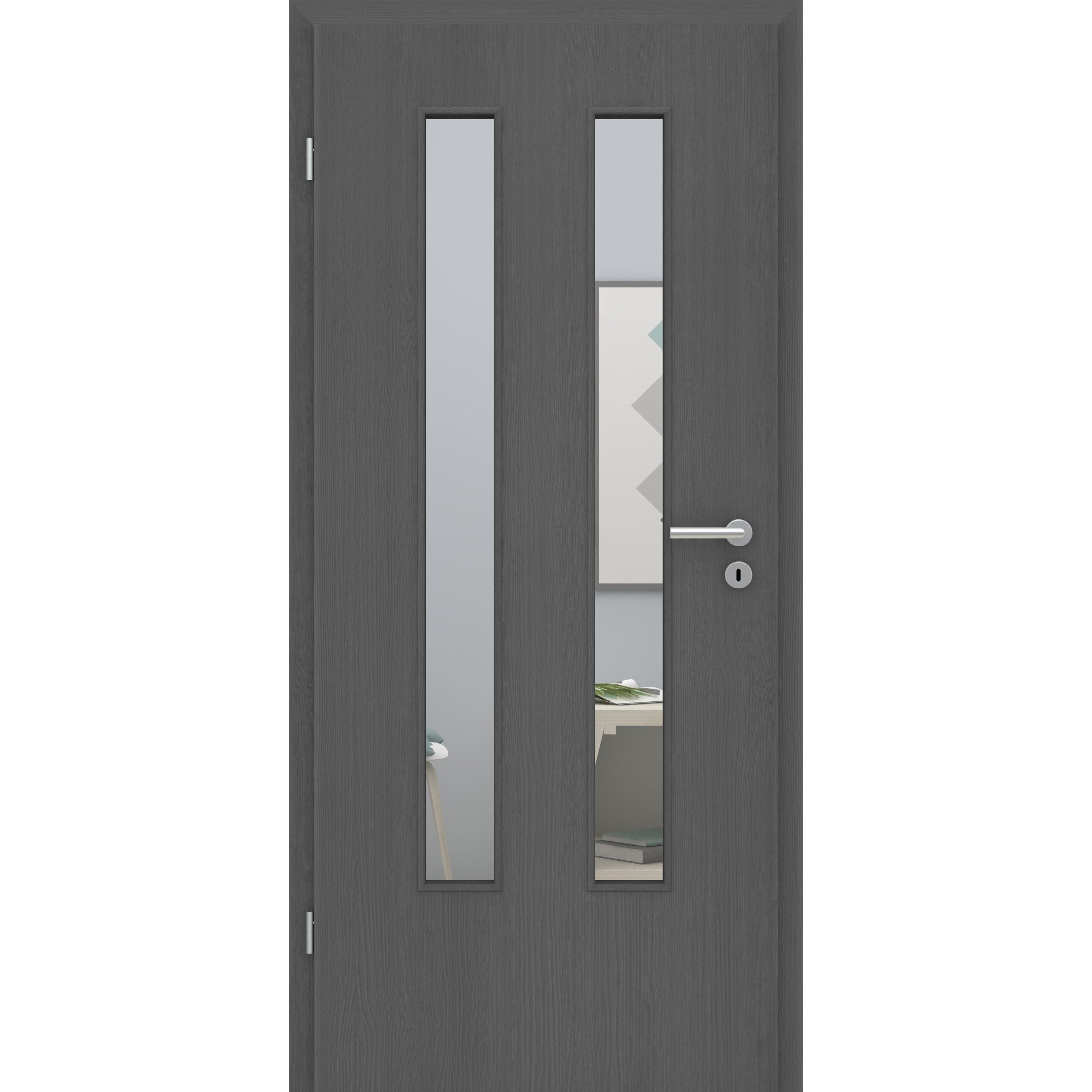 Zimmertür mit Lichtausschnitt LA6 CPL Matt Grau Holzstruktur Designkante