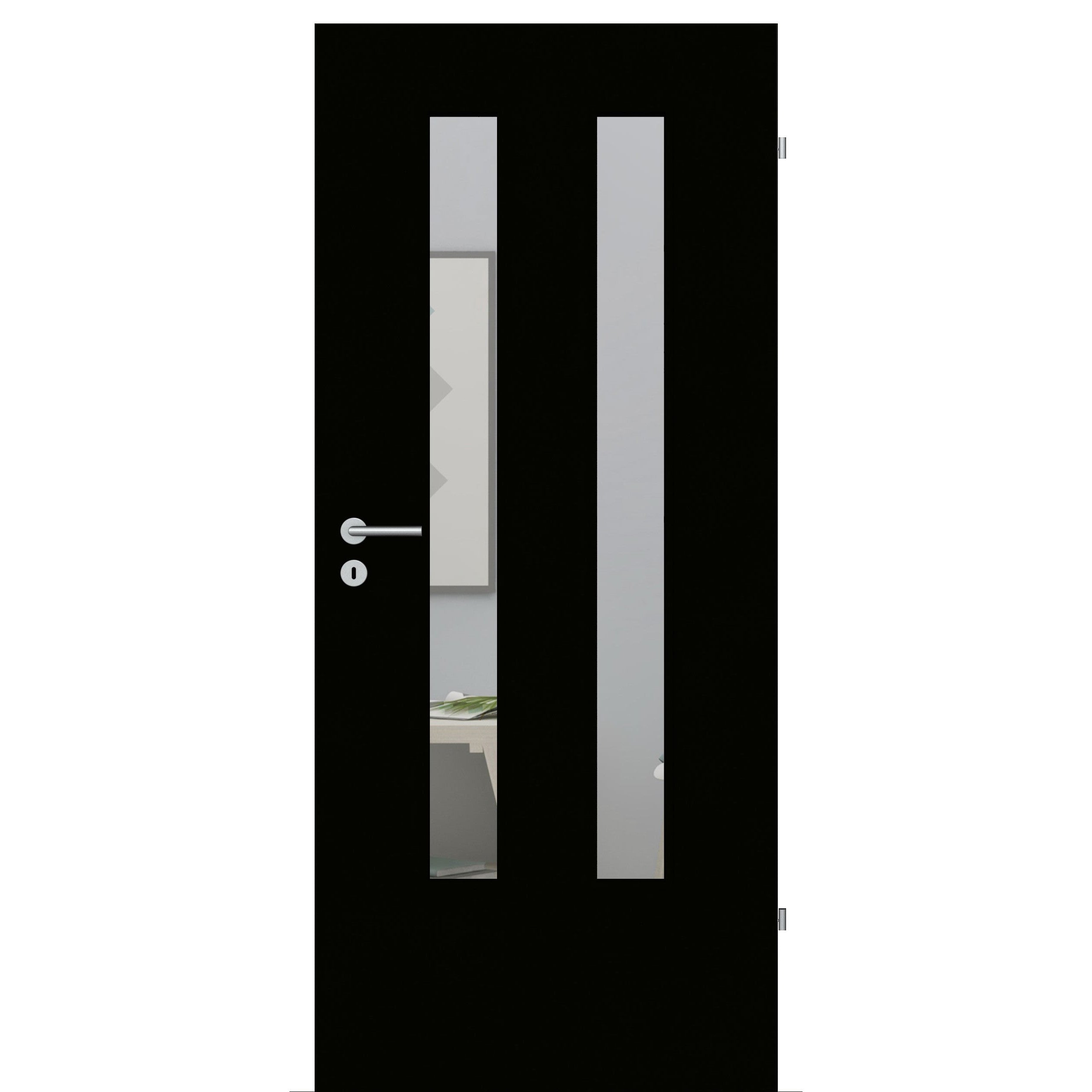 Zimmertür mit Lichtausschnitt LA6 CPL SamtMatt Schwarz Eckkante