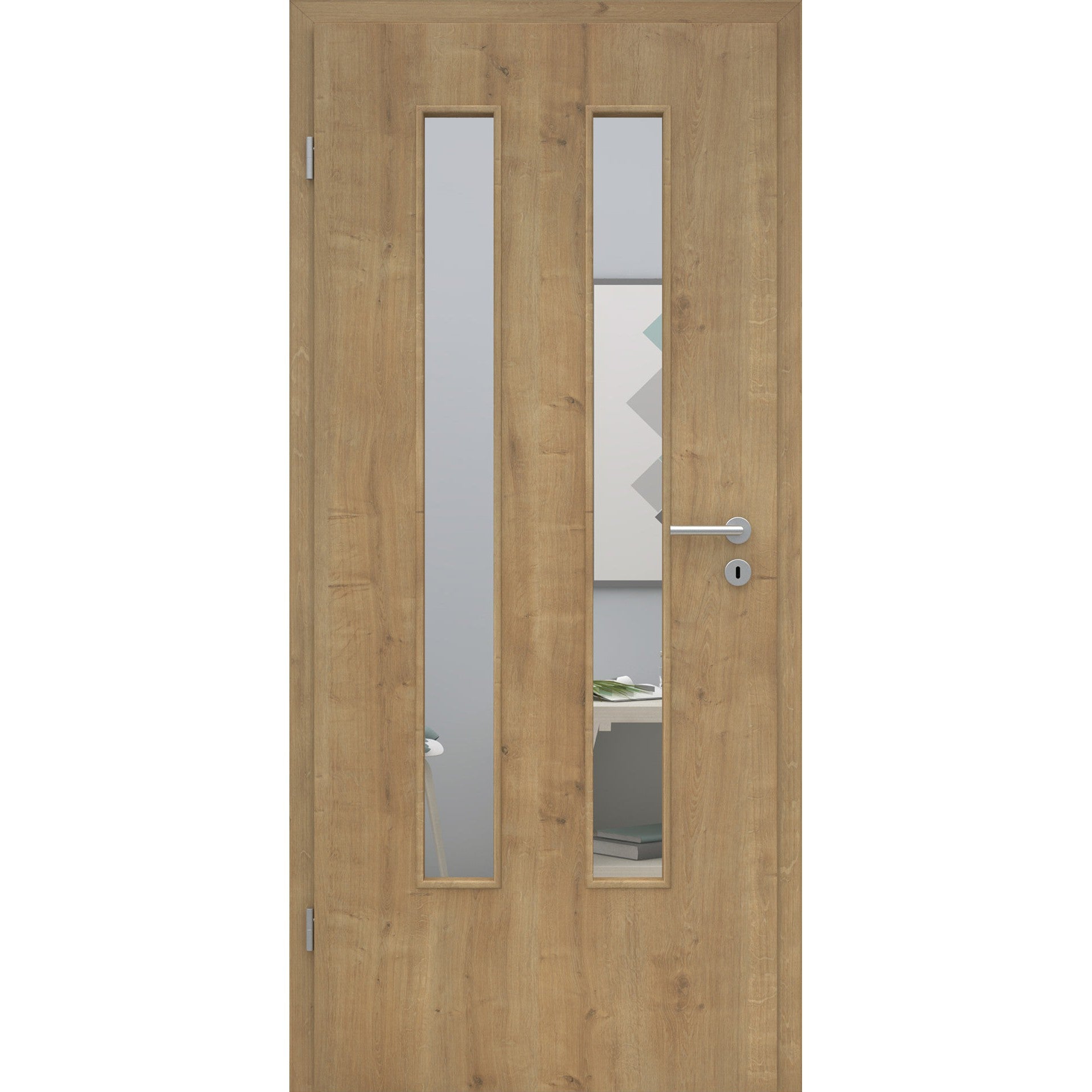 Zimmertür mit Lichtausschnitt LA6 CPL Tradition Astige-Eiche Designkante