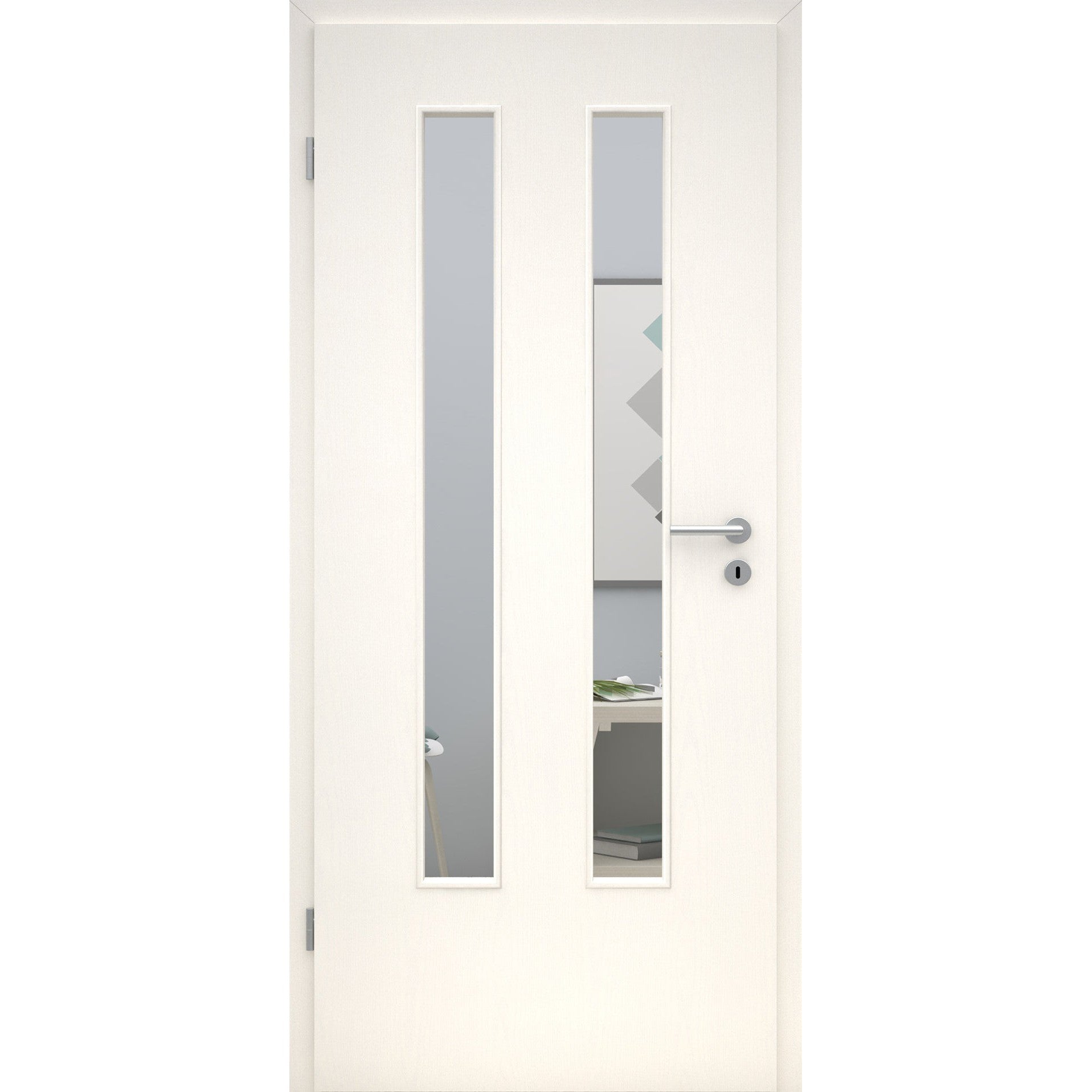 Zimmertür mit Lichtausschnitt LA6 CPL Tradition Esche-Weiß deckend Designkante