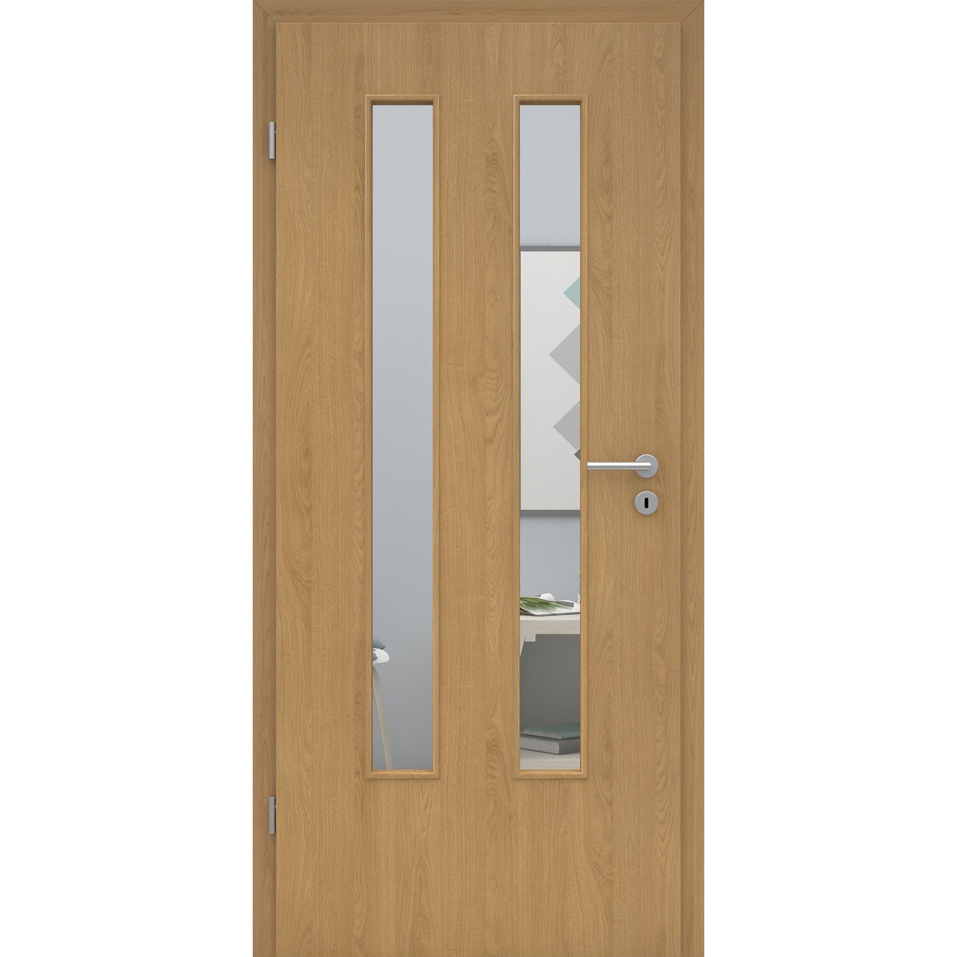 Zimmertür mit Lichtausschnitt LA6 CPL Tradition Natur-Eiche Designkante