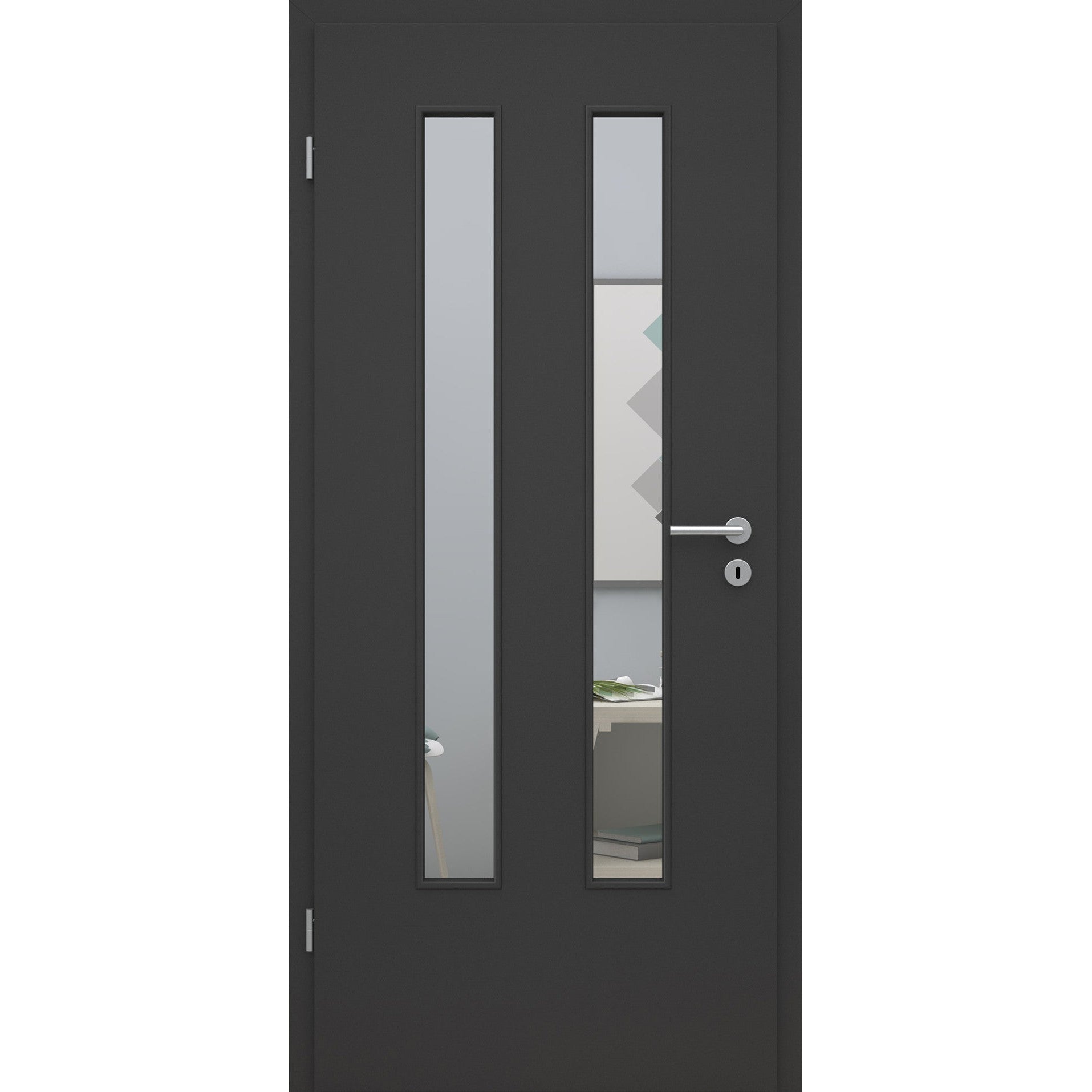 Zimmertür mit Lichtausschnitt LA6 CPL UniPrime Anthrazit-Grau Designkante