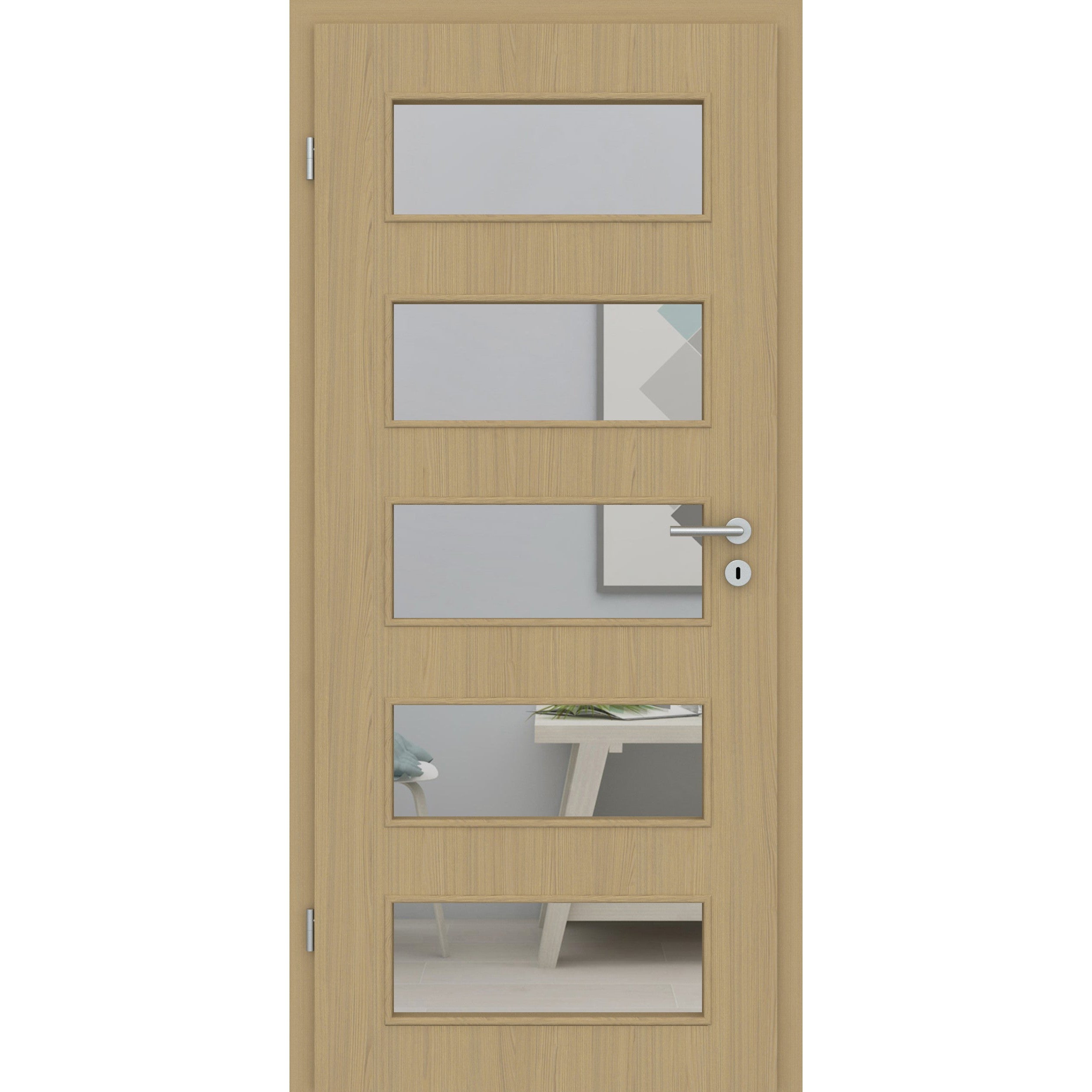 Zimmertür mit Lichtausschnitt LA9 CPL Matt Eiche-Beige Designkante