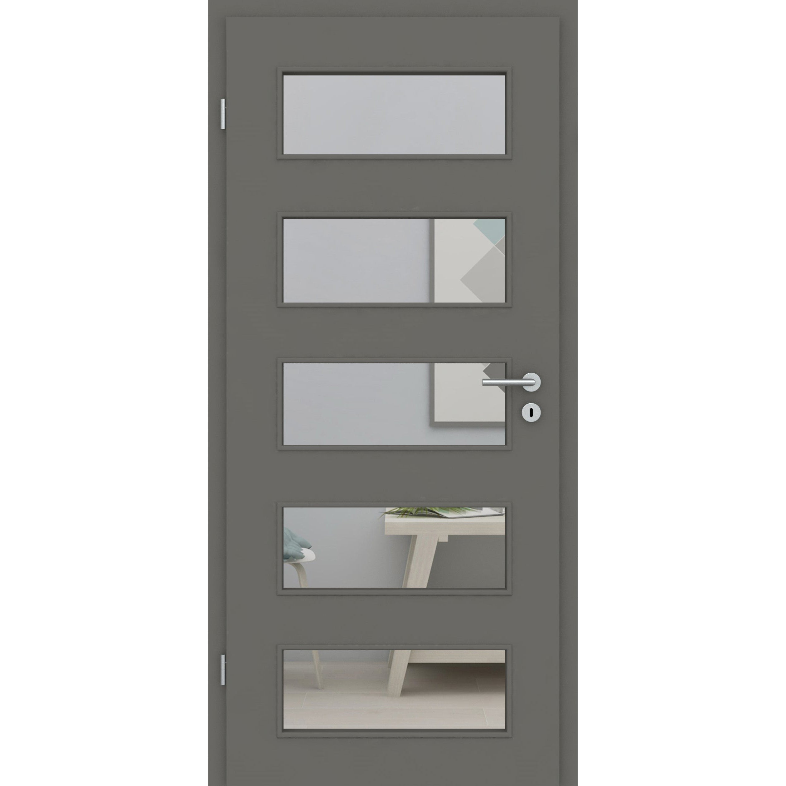 Zimmertür mit Lichtausschnitt LA9 CPL SamtMatt Grau Eckkante