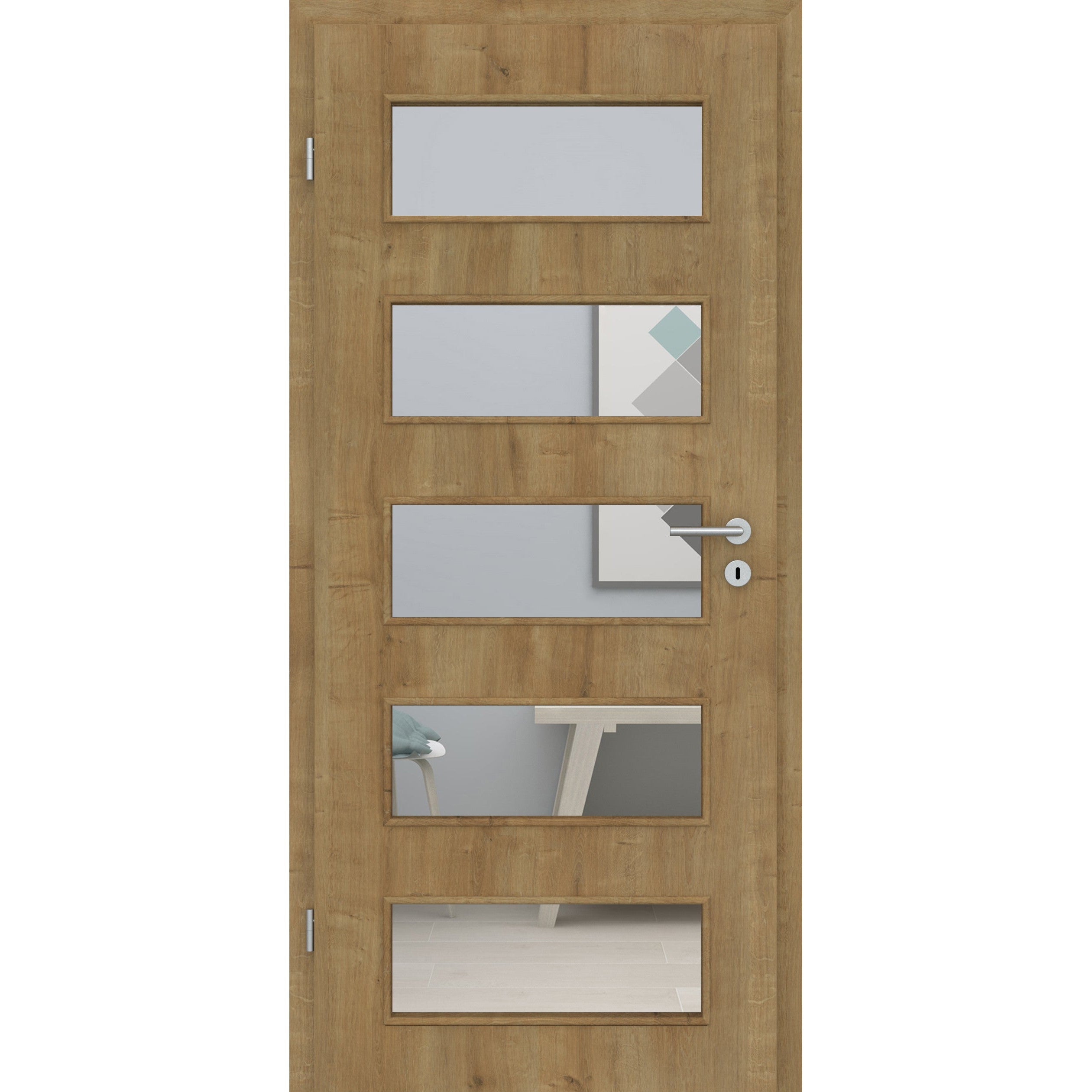 Zimmertür mit Lichtausschnitt LA9 CPL Tradition Astige-Eiche Designkante