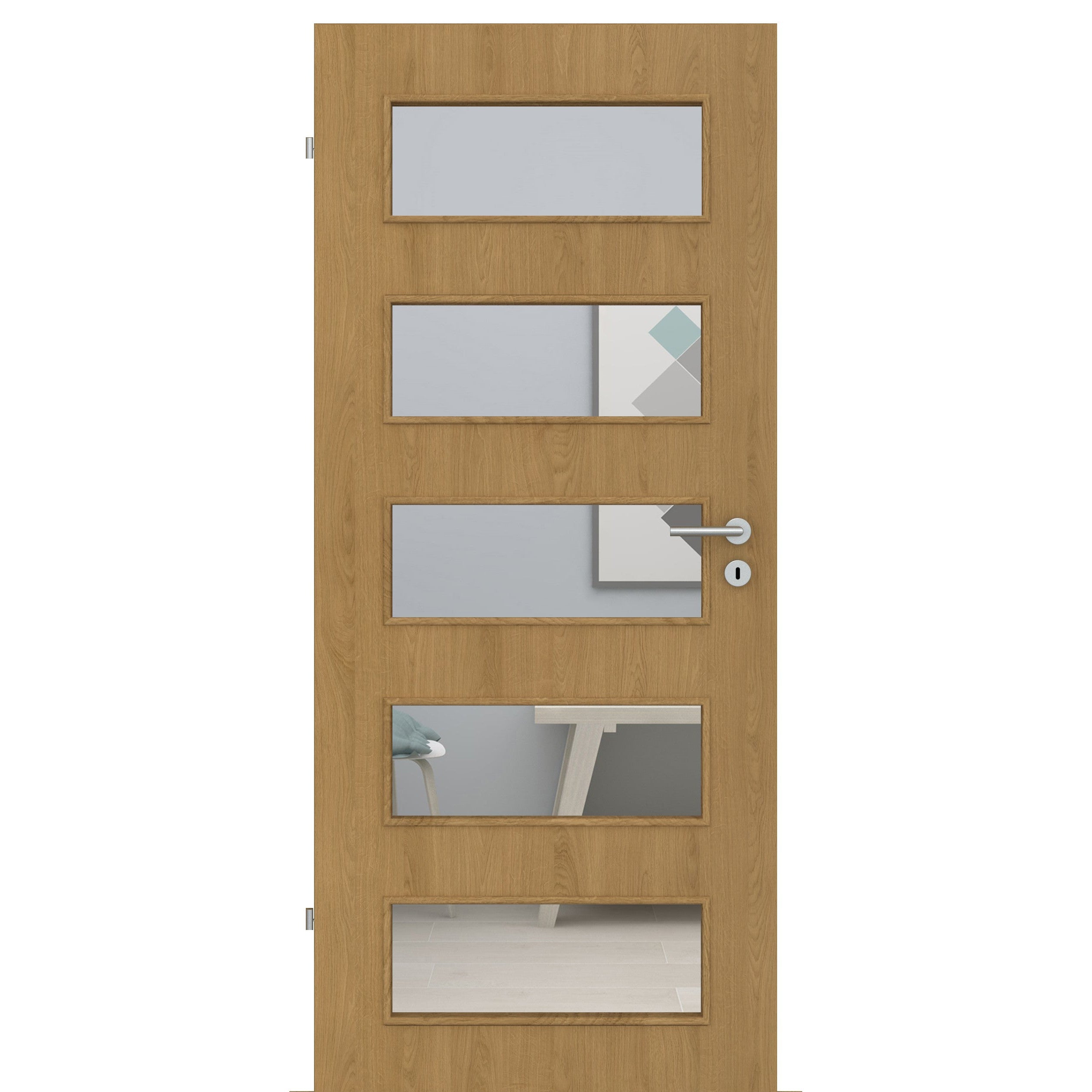 Zimmertür mit Lichtausschnitt LA9 CPL Tradition Natur-Eiche Designkante