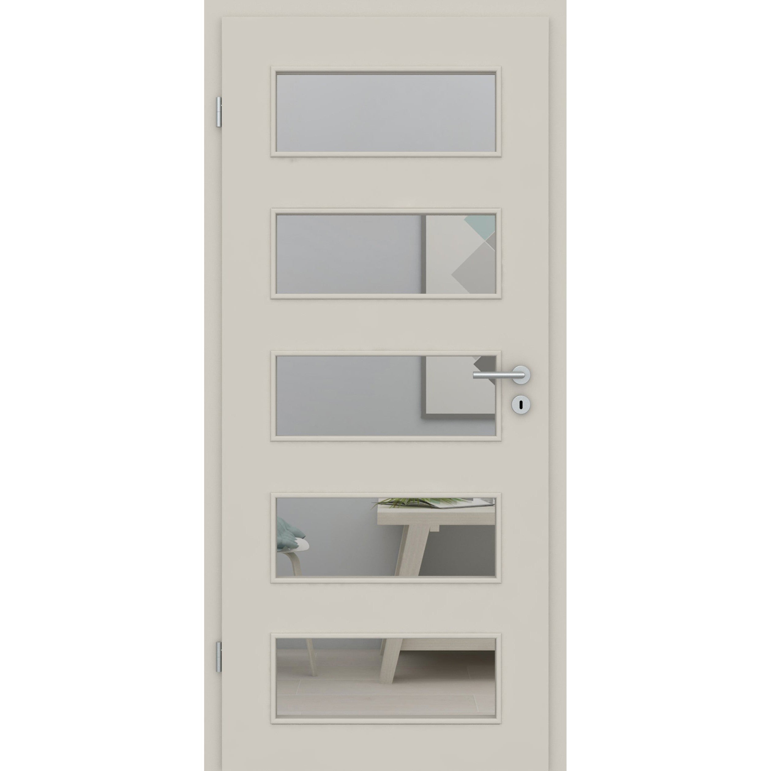 Zimmertür mit Lichtausschnitt LA9 CPL UniPrime Grau-Beige Designkante