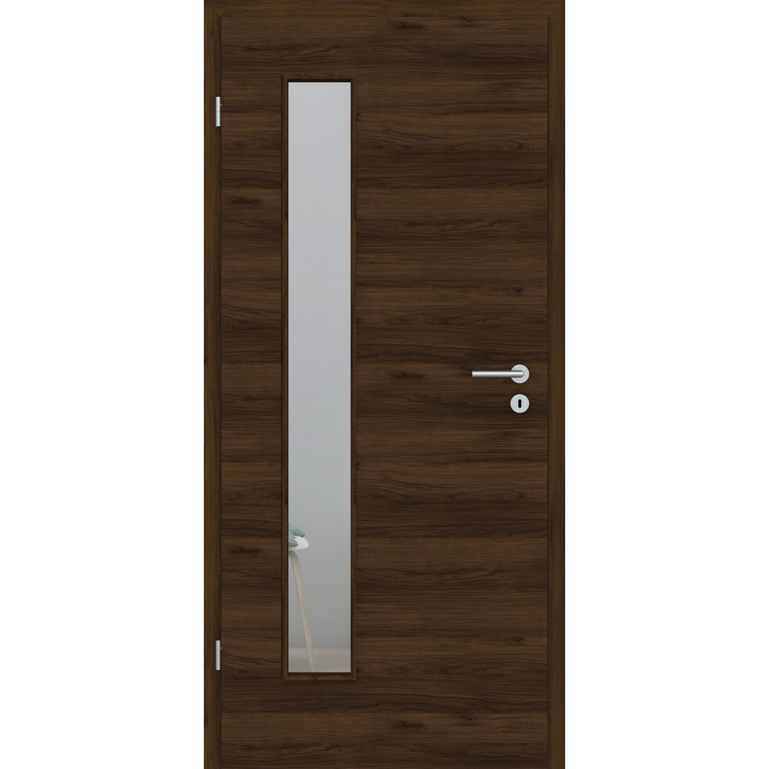 Zimmertür mit Lichtausschnitt LAB CPL Matt Eiche-Braun Quer Designkante