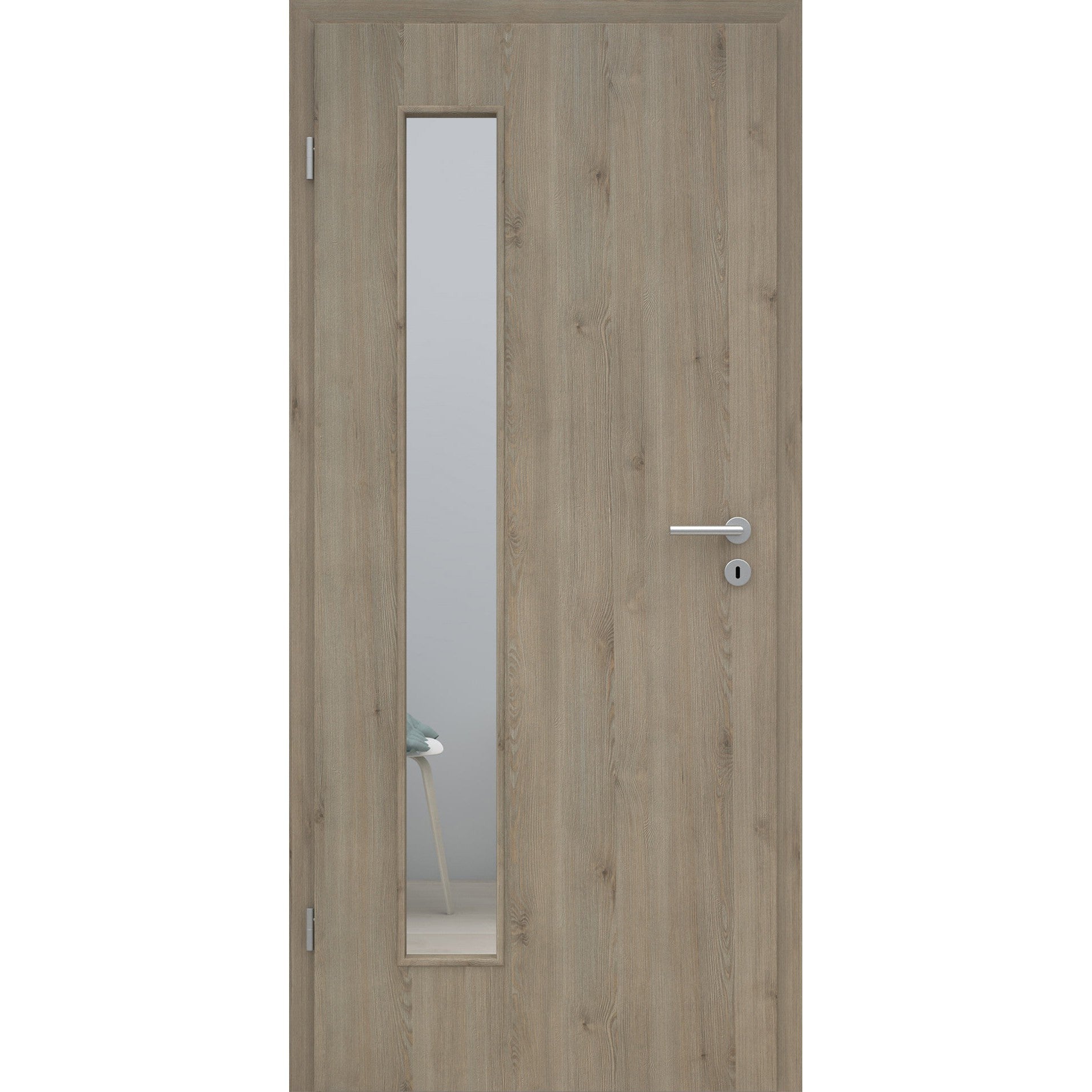 Zimmertür mit Lichtausschnitt LAB CPL Struktur Pinie-Silbergrau Designkante