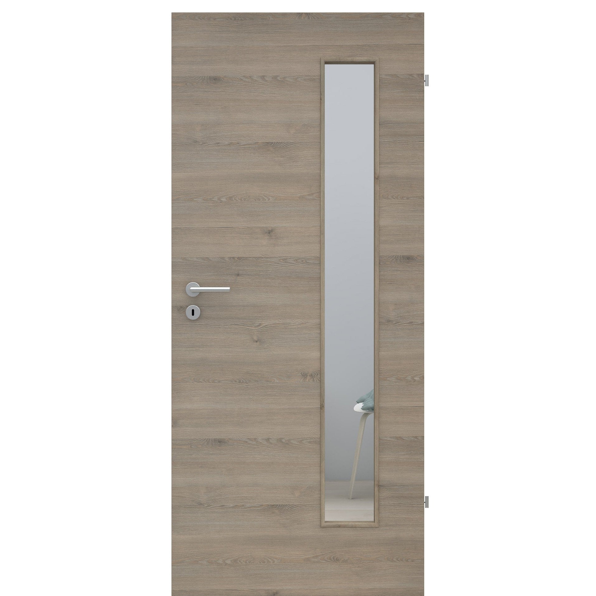 Zimmertür mit Lichtausschnitt LAB CPL Struktur Pinie-Silbergrau Quer Designkante