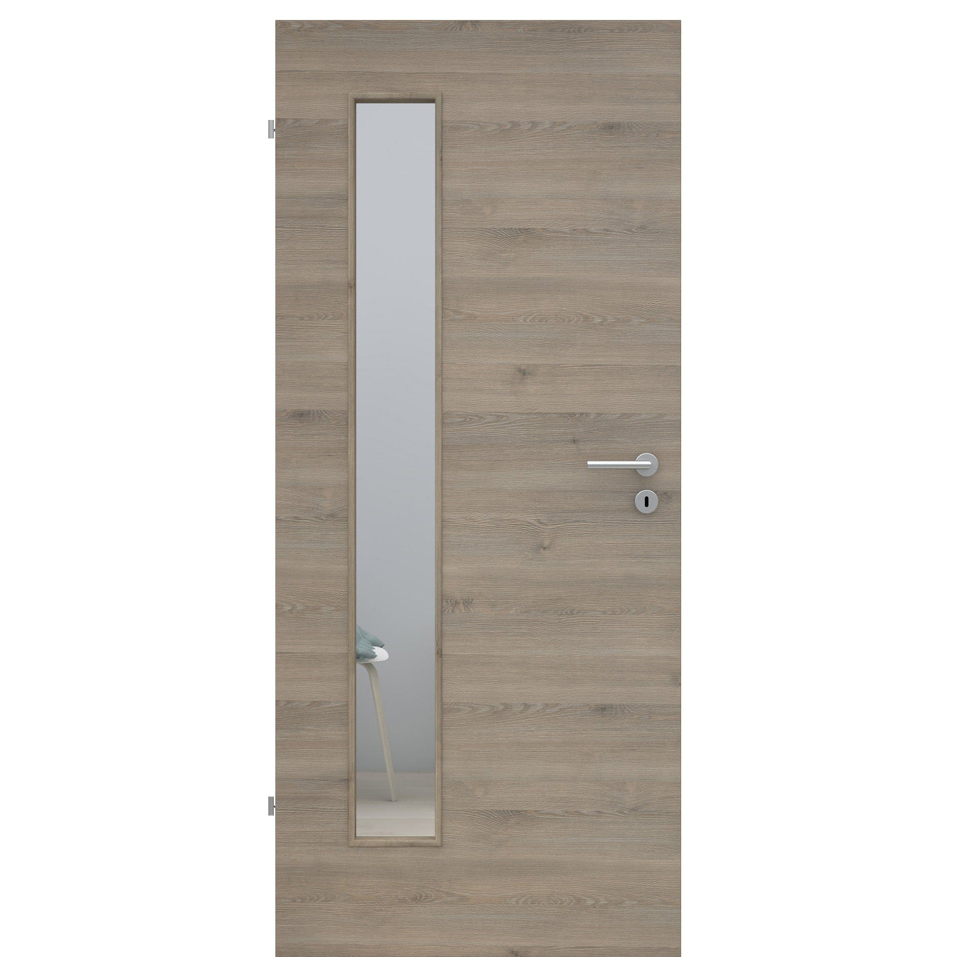 Zimmertür mit Lichtausschnitt LAB CPL Struktur Pinie-Silbergrau Quer Designkante