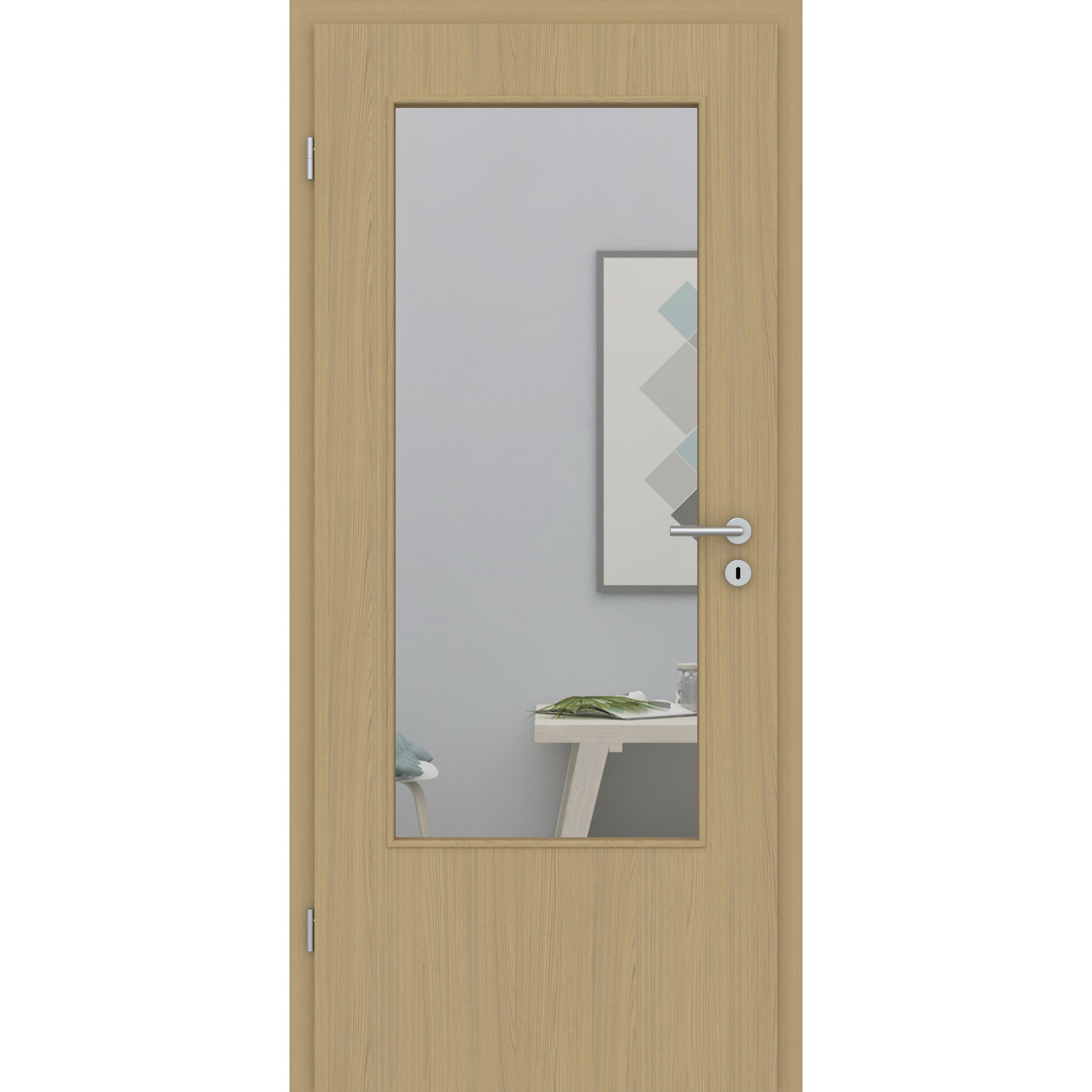 Zimmertür mit Lichtausschnitt LADIN CPL Matt Eiche-Beige Designkante