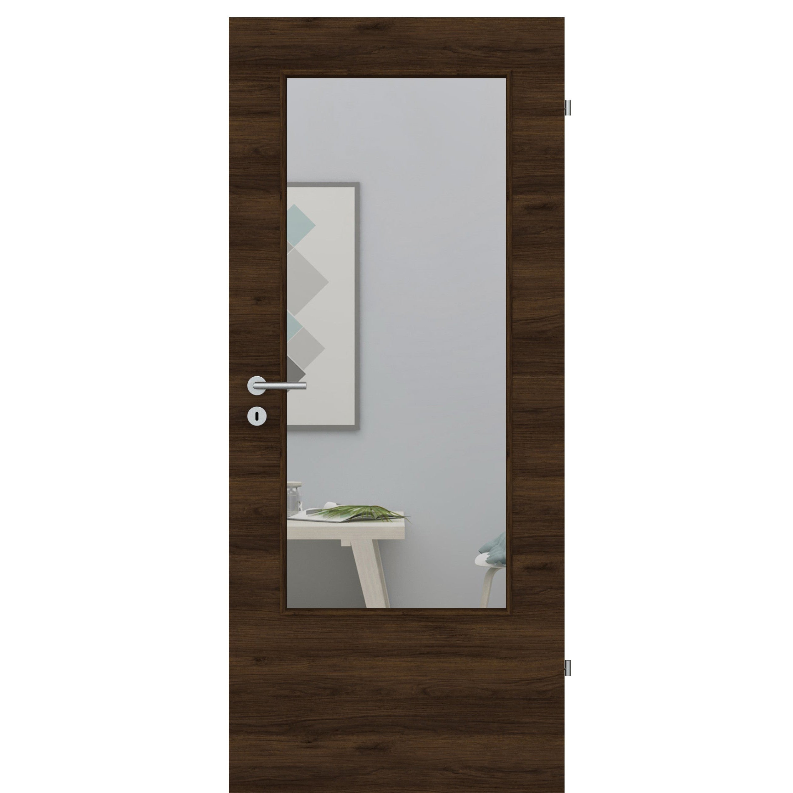 Zimmertür mit Lichtausschnitt LADIN CPL Matt Eiche-Braun Quer Designkante