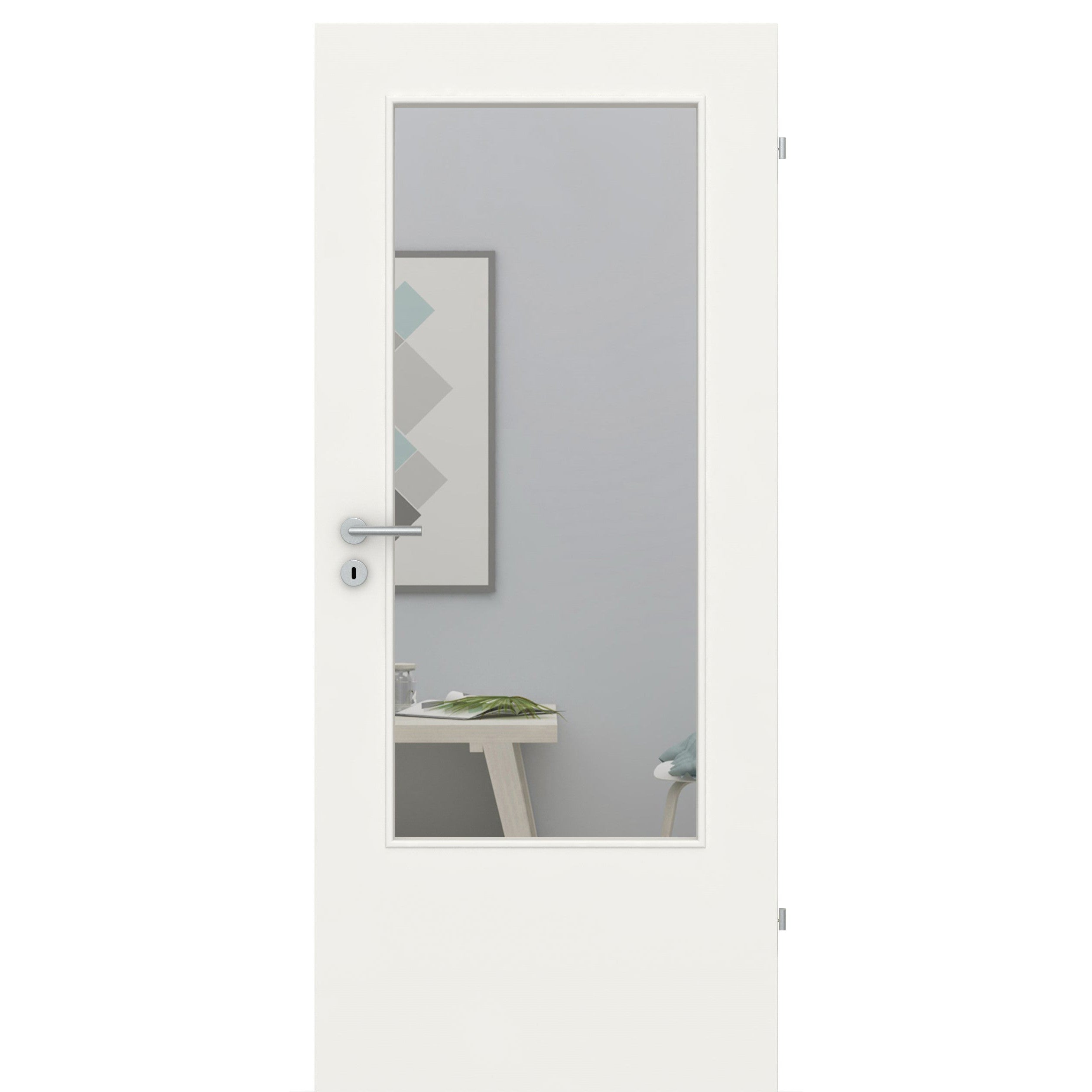 Zimmertür mit Lichtausschnitt LADIN CPL SamtMatt Weiß Eckkante