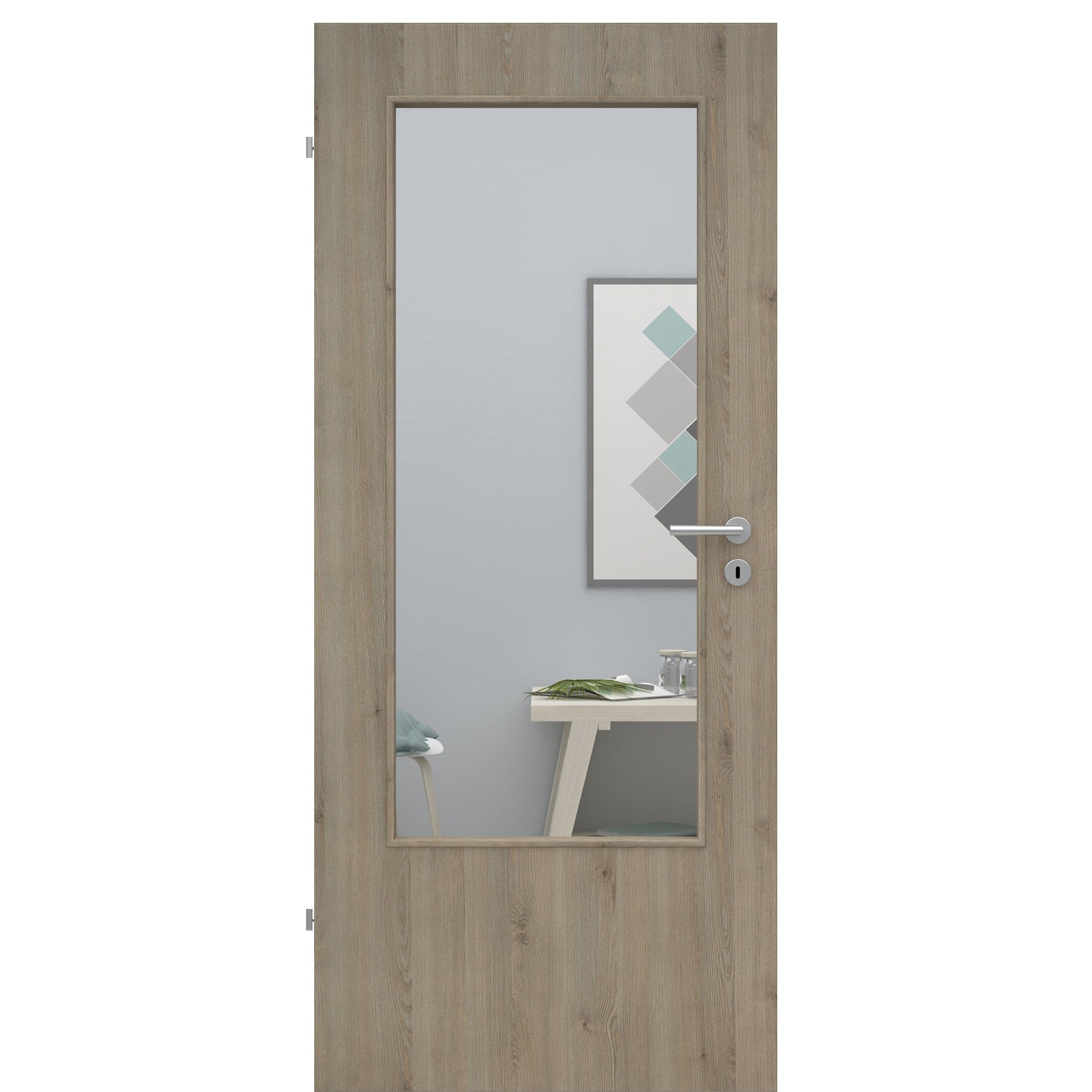 Zimmertür mit Lichtausschnitt LADIN CPL Struktur Pinie-Silbergrau Designkante