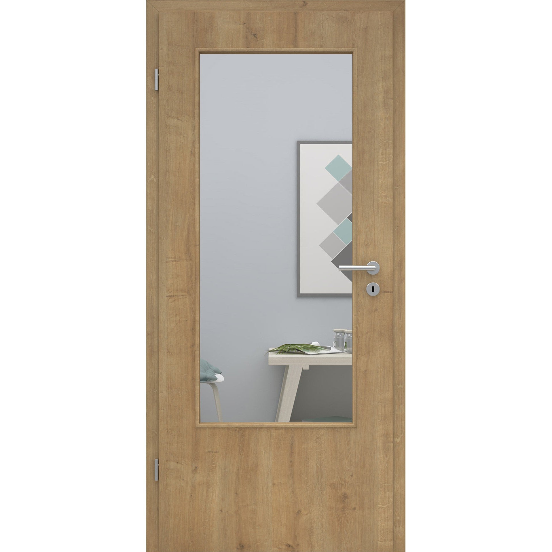 Zimmertür mit Lichtausschnitt LADIN CPL Tradition Astige-Eiche Designkante