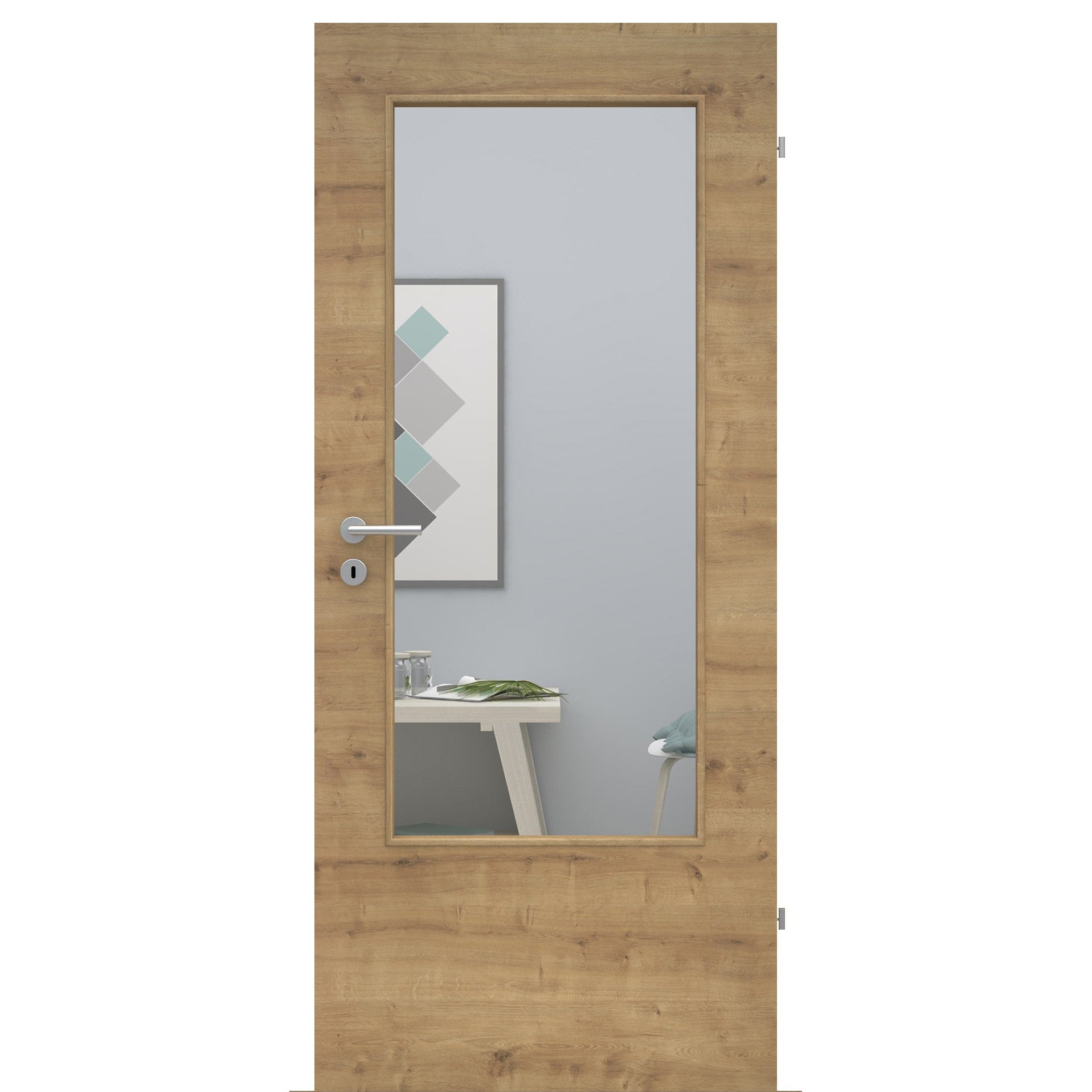 Zimmertür mit Lichtausschnitt LADIN CPL Tradition Astige-Eiche Quer Designkante