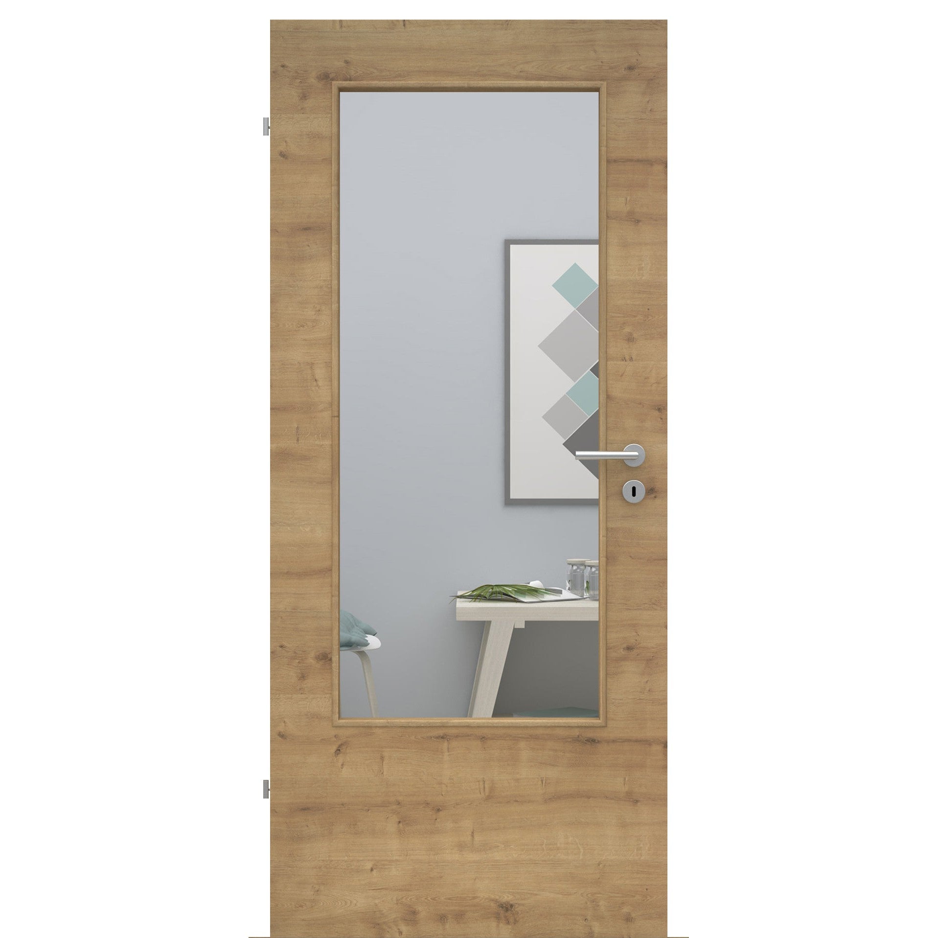 Zimmertür mit Lichtausschnitt LADIN CPL Tradition Astige-Eiche Quer Designkante