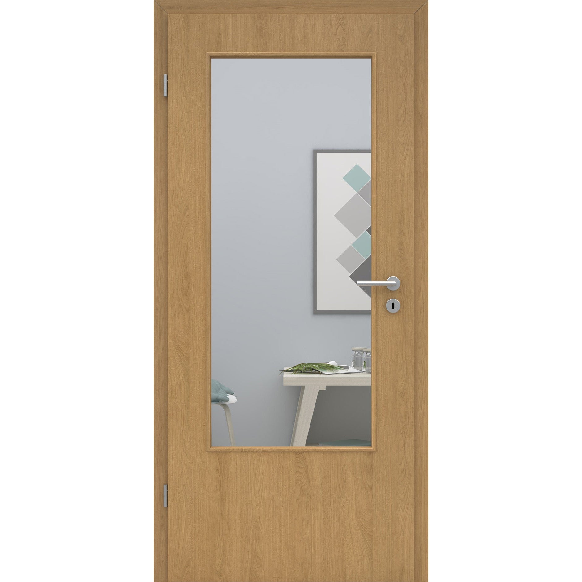 Zimmertür mit Lichtausschnitt LADIN CPL Tradition Natur-Eiche Designkante