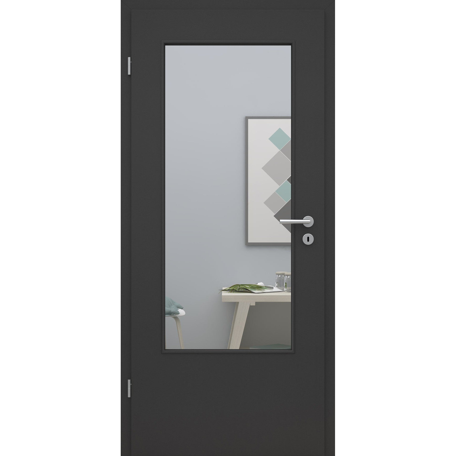 Zimmertür mit Lichtausschnitt LADIN CPL UniPrime Anthrazit-Grau Designkante