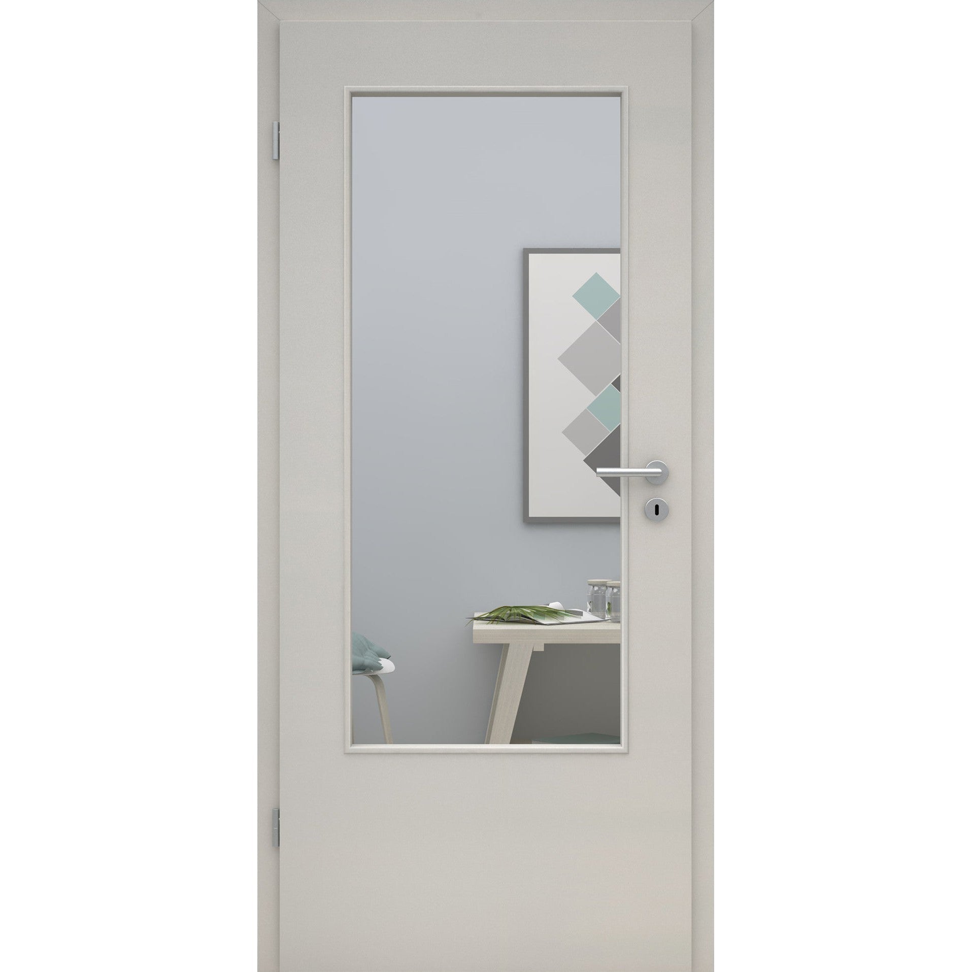 Zimmertür mit Lichtausschnitt LADIN CPL UniPrime Grau Designkante