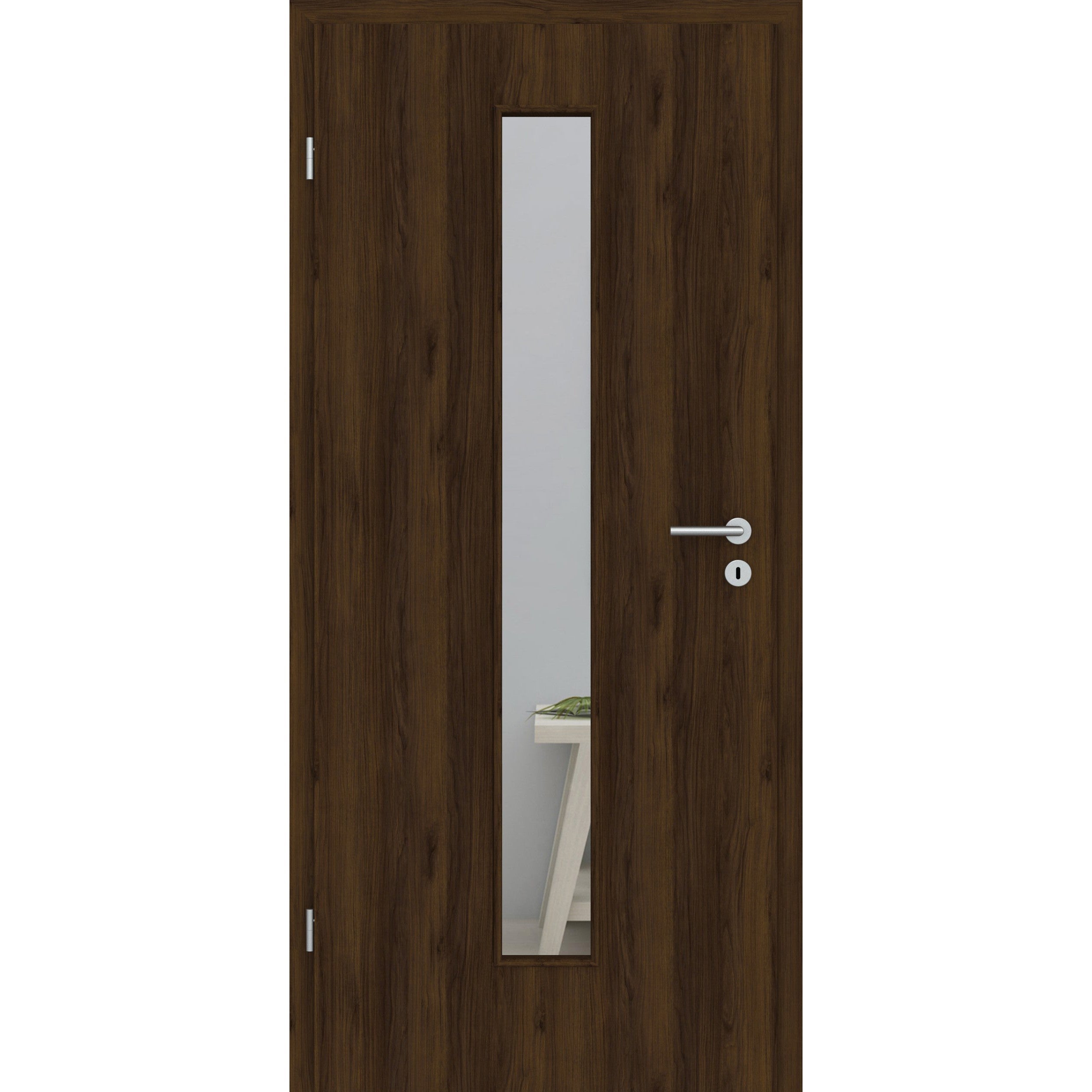 Zimmertür mit Lichtausschnitt LAM CPL Matt Eiche-Braun Designkante