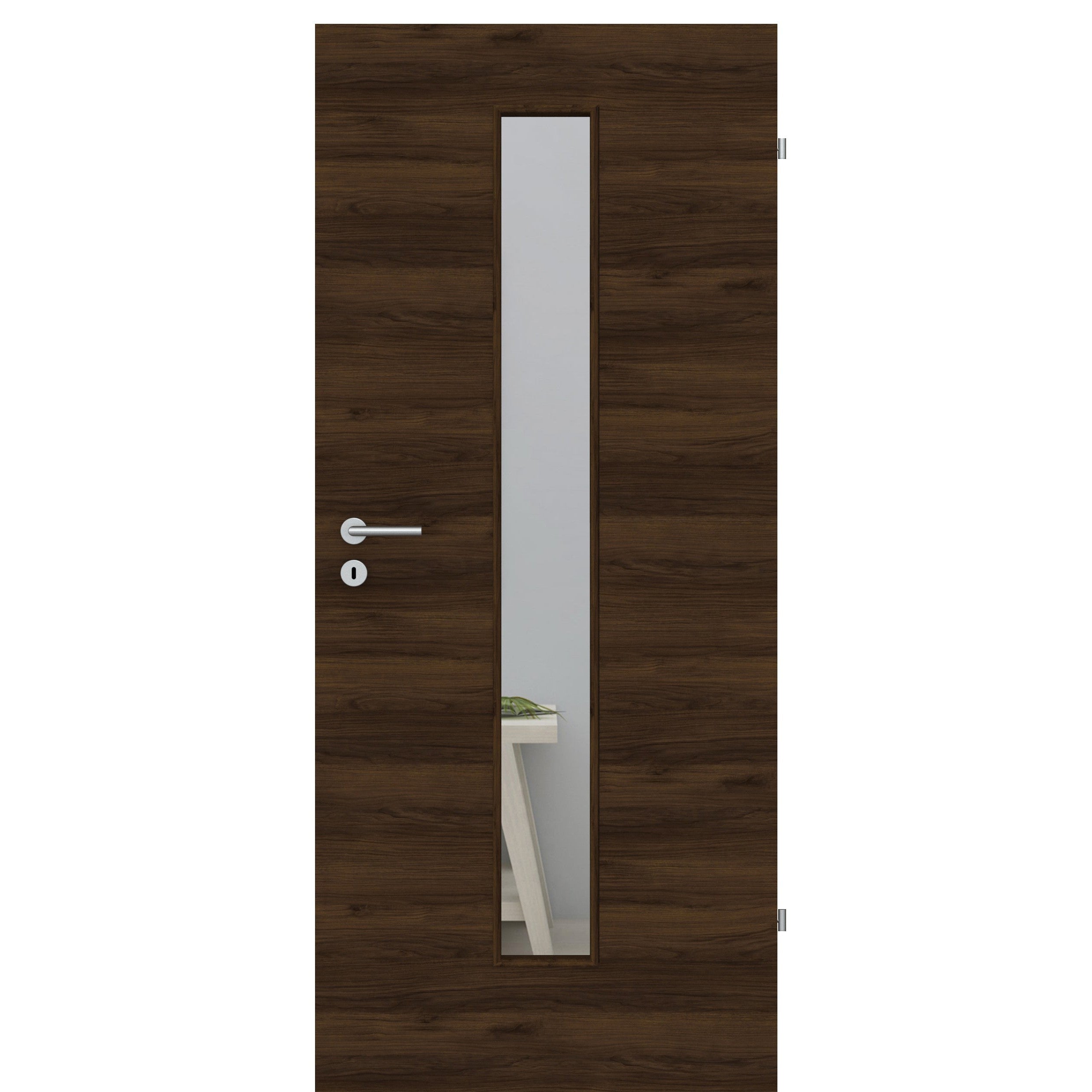 Zimmertür mit Lichtausschnitt LAM CPL Matt Eiche-Braun Quer Designkante