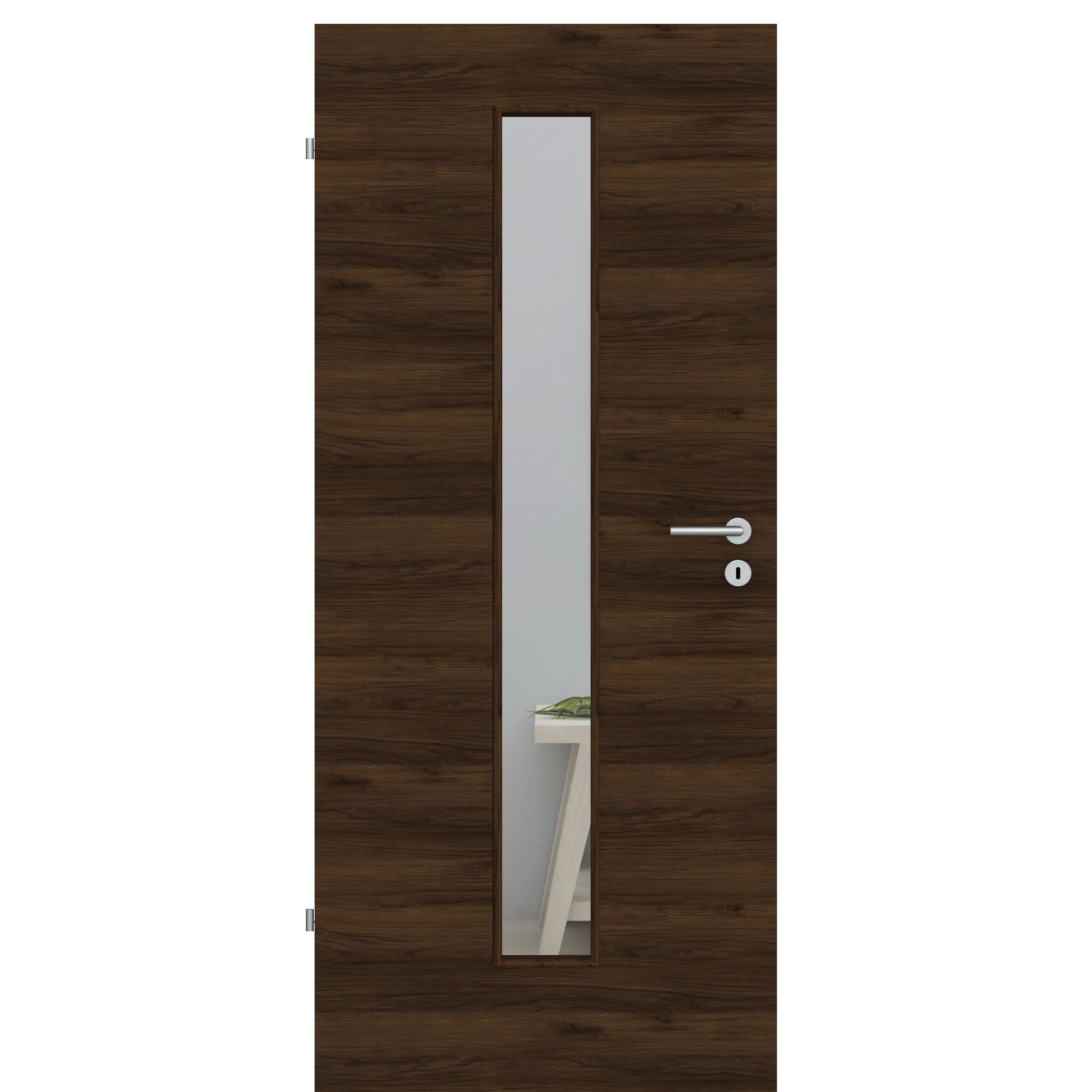 Zimmertür mit Lichtausschnitt LAM CPL Matt Eiche-Braun Quer Designkante