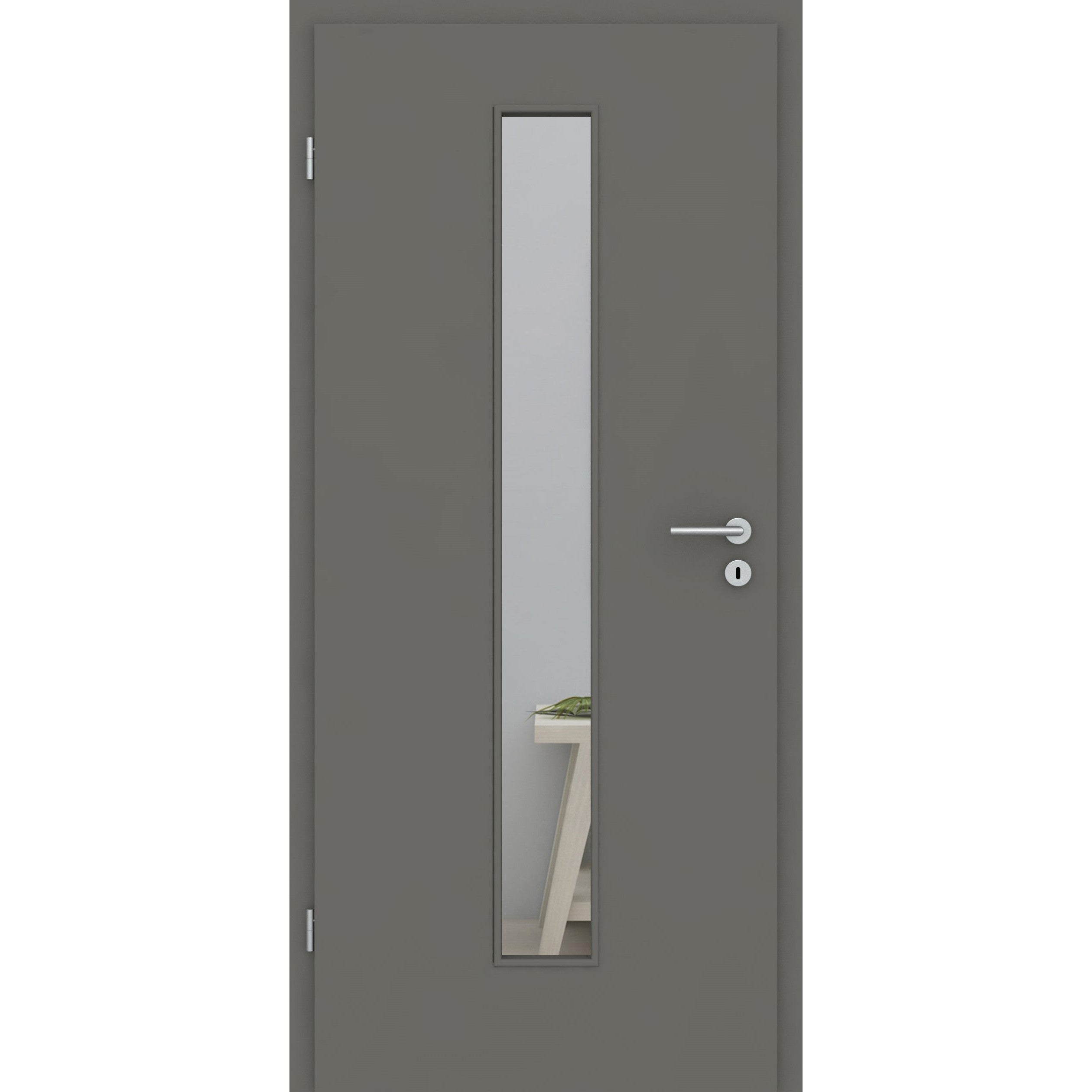 Zimmertür mit Lichtausschnitt LAM CPL SamtMatt Grau Eckkante