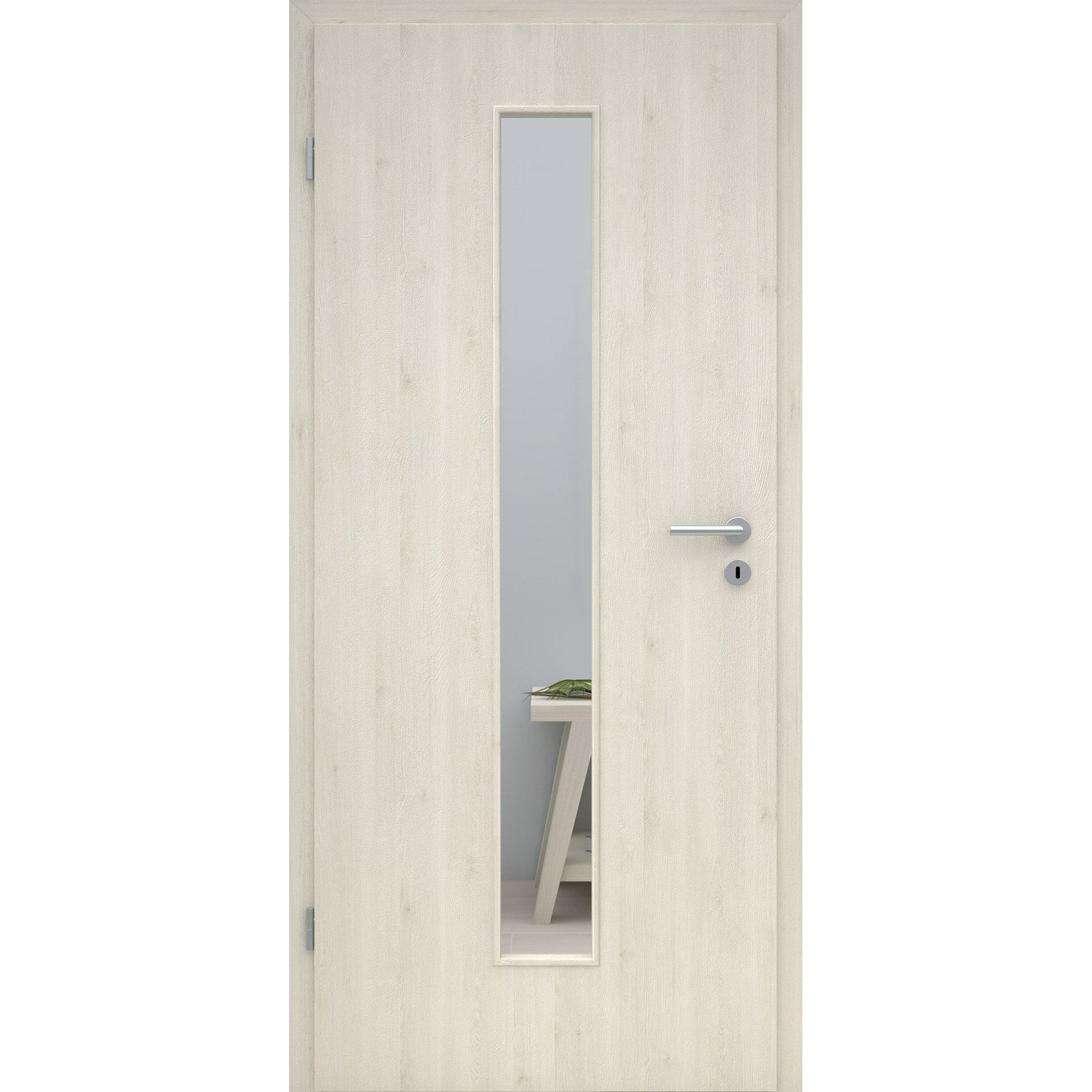 Zimmertür mit Lichtausschnitt LAM CPL Struktur Pinie-Hell Designkante