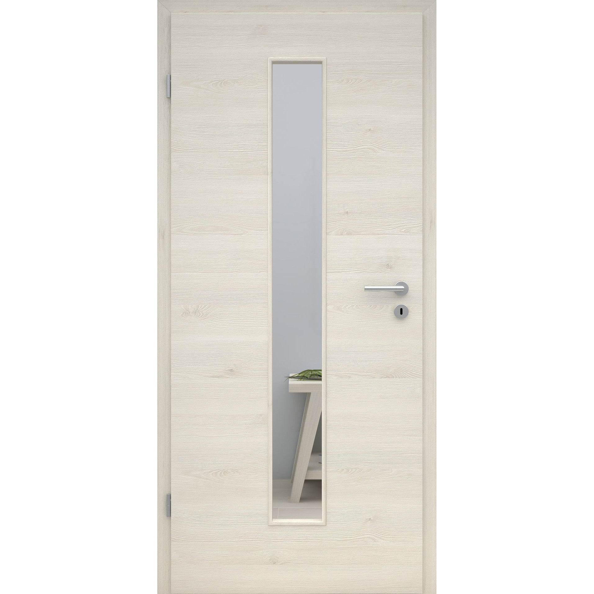 Zimmertür mit Lichtausschnitt LAM CPL Struktur Pinie-Hell Quer Designkante