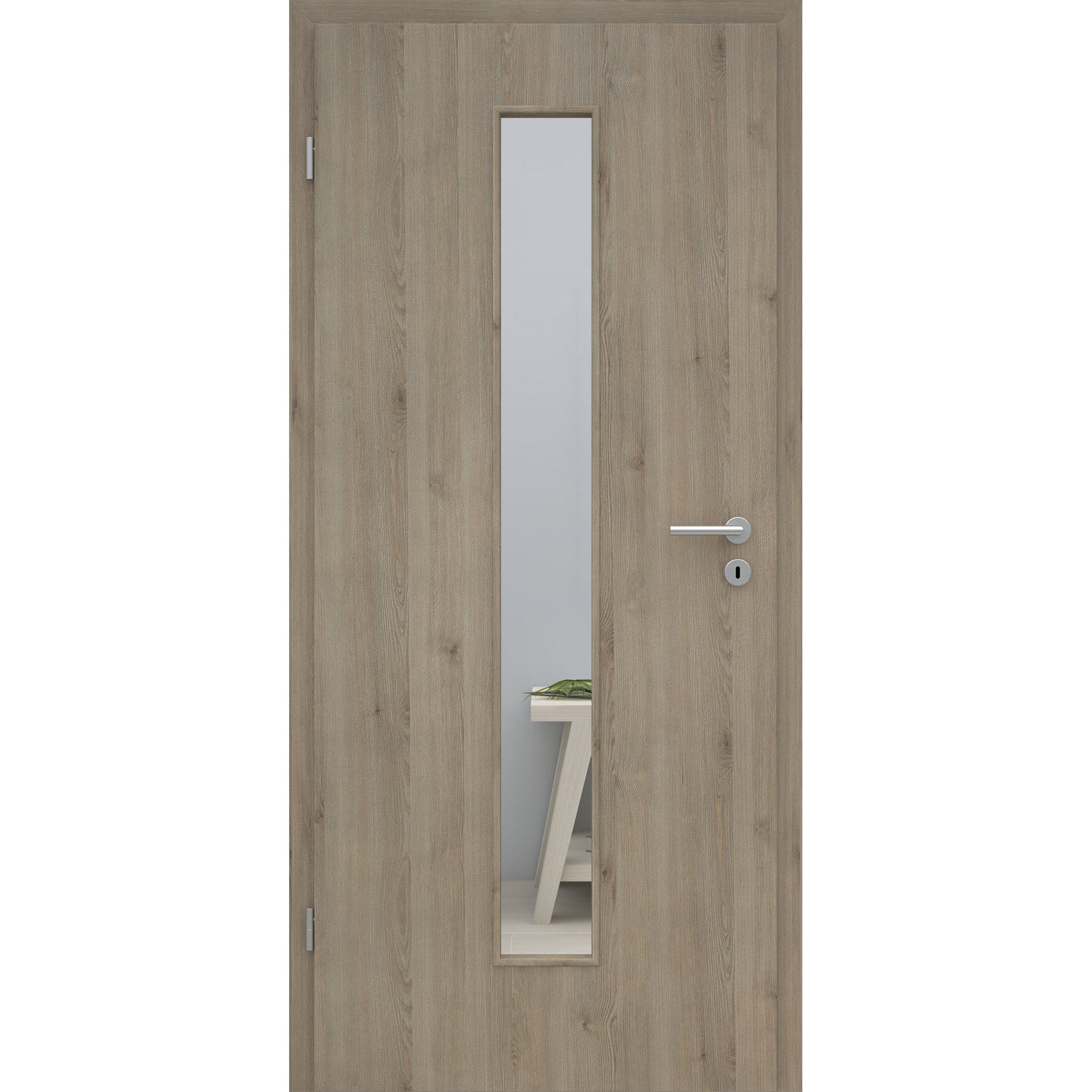 Zimmertür mit Lichtausschnitt LAM CPL Struktur Pinie-Silbergrau Designkante