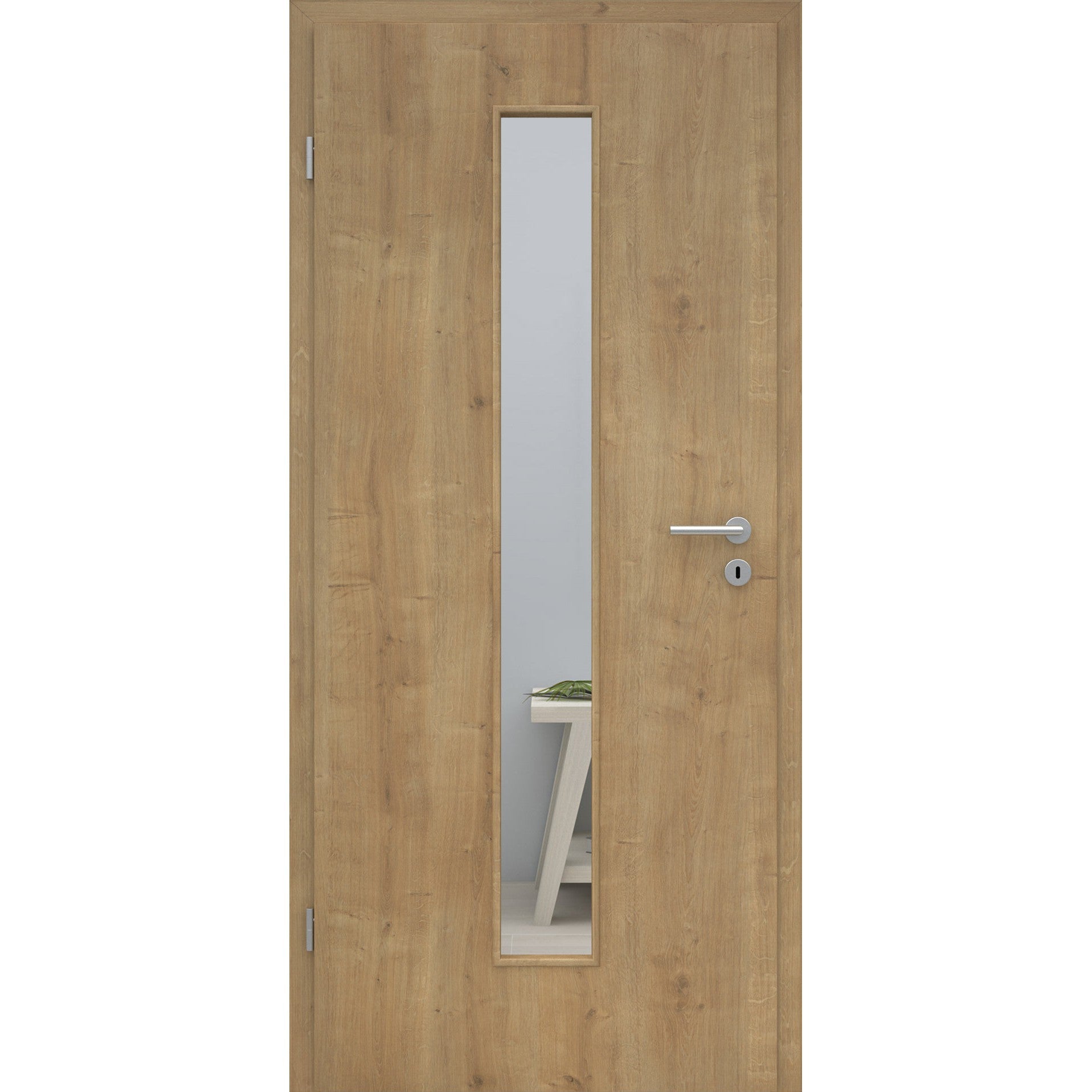 Zimmertür mit Lichtausschnitt LAM CPL Tradition Astige-Eiche Designkante