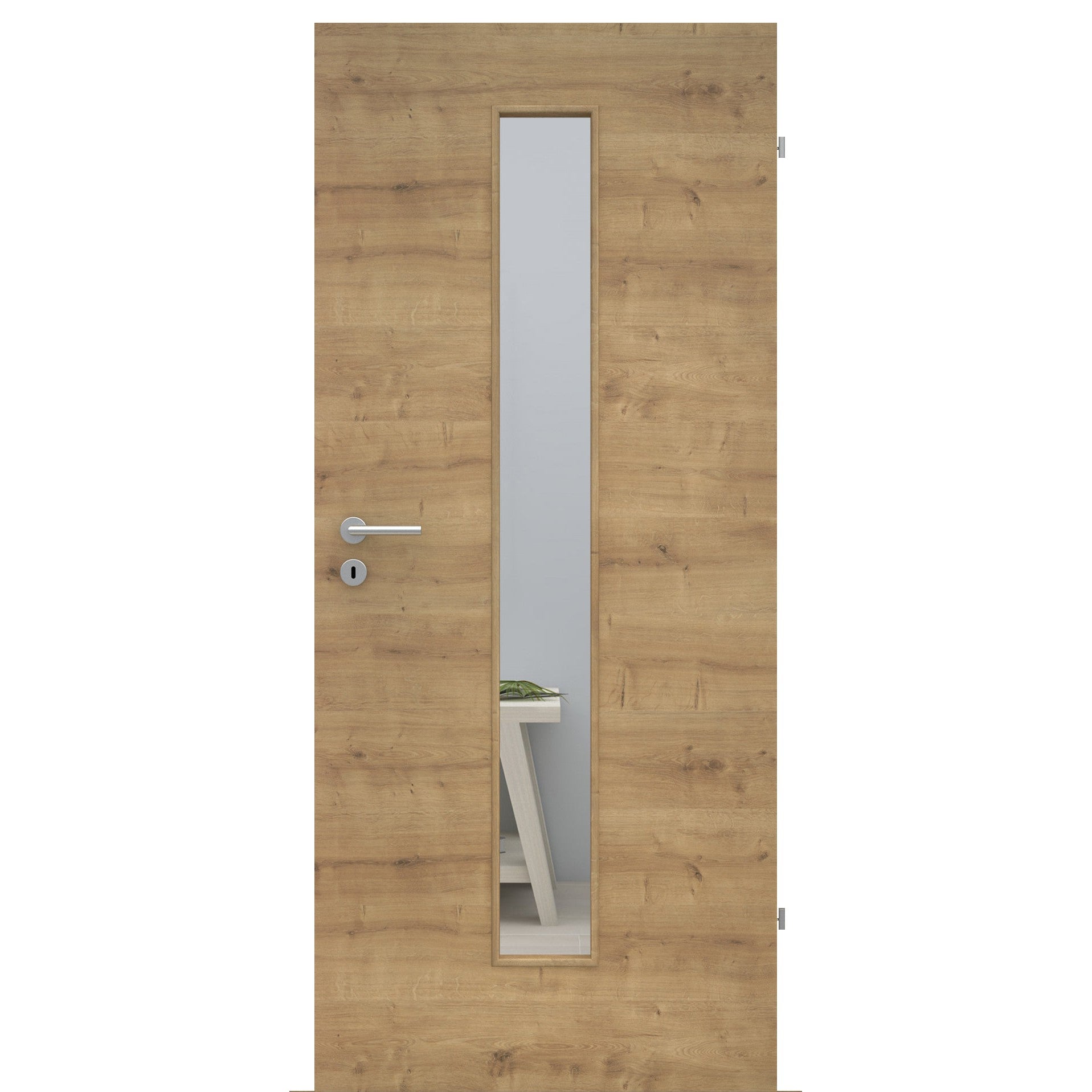 Zimmertür mit Lichtausschnitt LAM CPL Tradition Astige-Eiche Quer Designkante