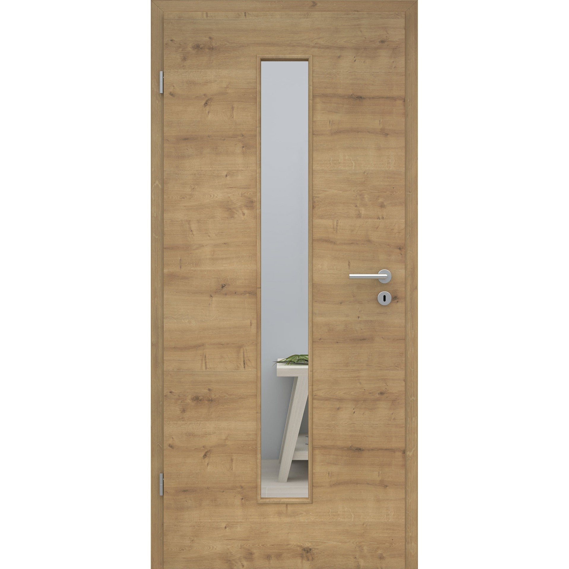 Zimmertür mit Lichtausschnitt LAM CPL Tradition Astige-Eiche Quer Designkante