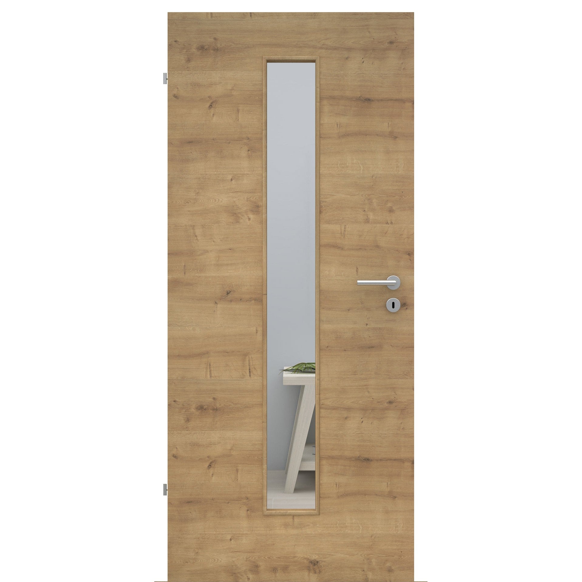 Zimmertür mit Lichtausschnitt LAM CPL Tradition Astige-Eiche Quer Designkante