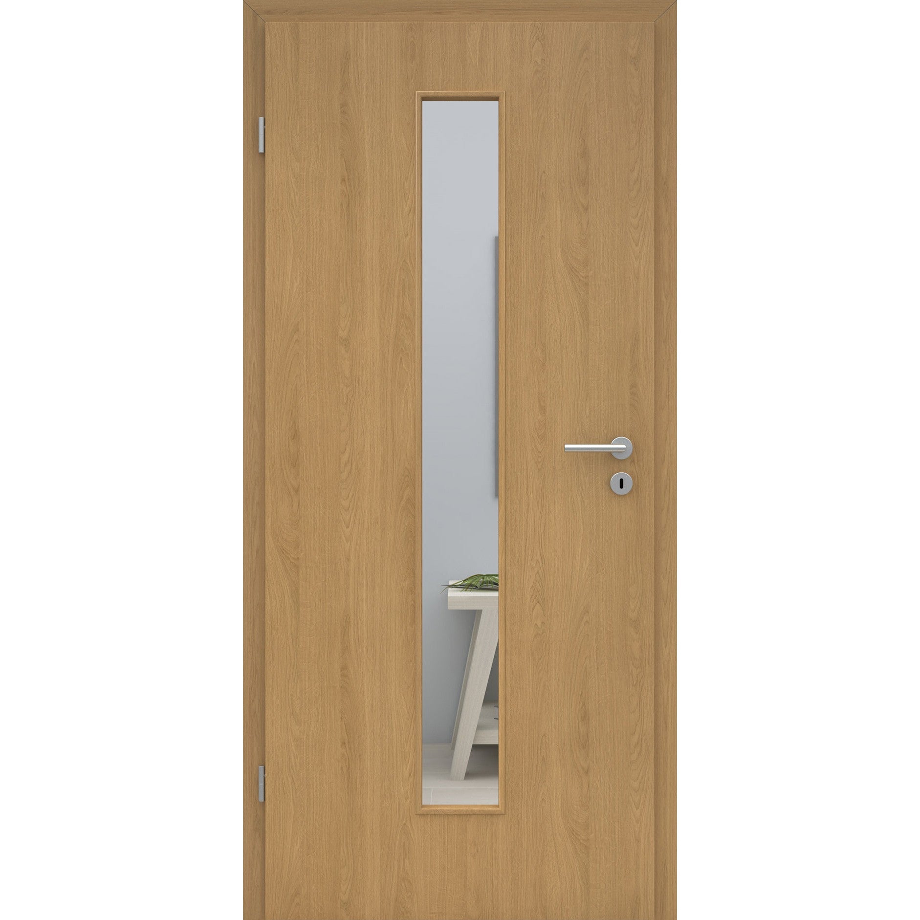 Zimmertür mit Lichtausschnitt LAM CPL Tradition Natur-Eiche Designkante