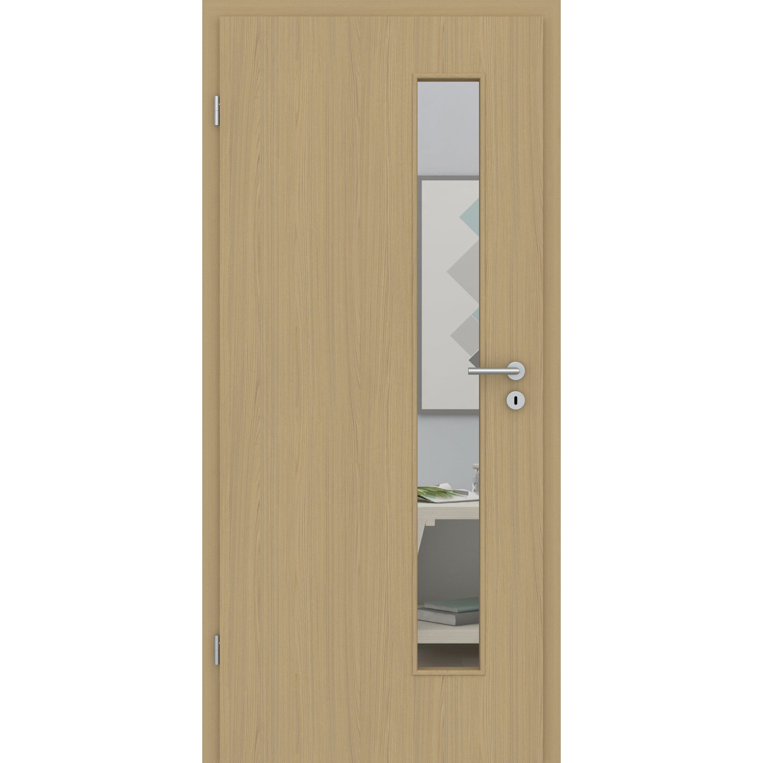 Zimmertür mit Lichtausschnitt LAS CPL Matt Eiche-Beige Designkante