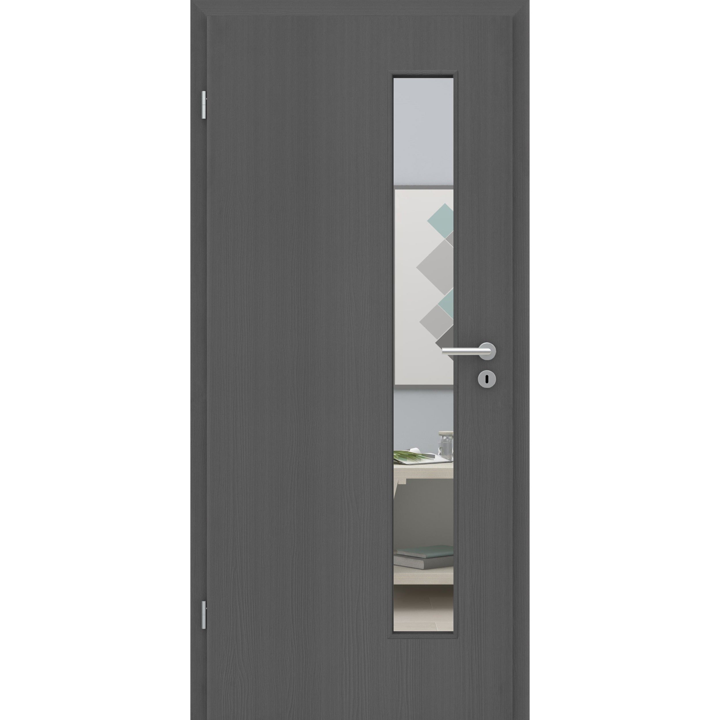 Zimmertür mit Lichtausschnitt LAS CPL Matt Grau Holzstruktur Designkante