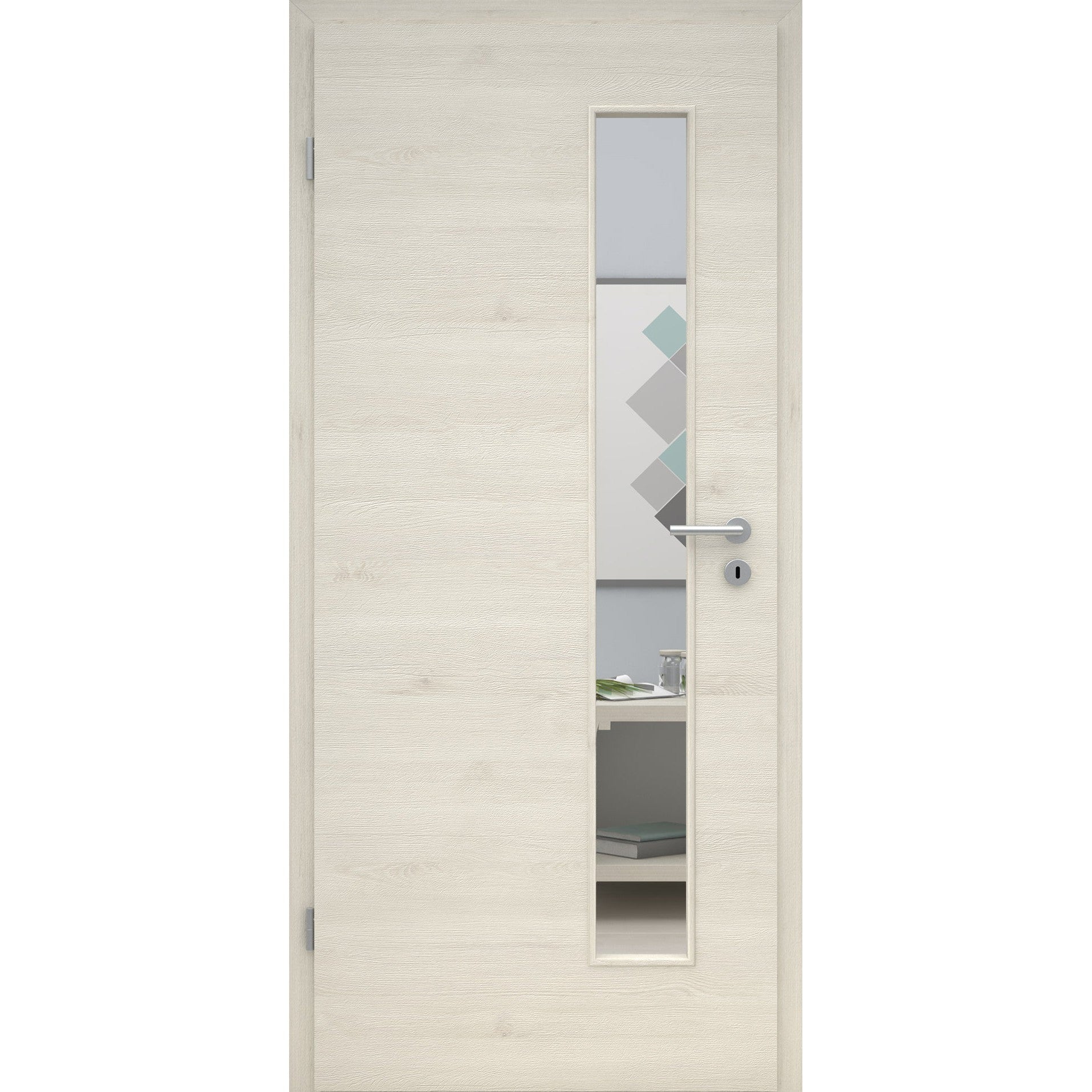 Zimmertür mit Lichtausschnitt LAS CPL Struktur Pinie-Hell Quer Designkante