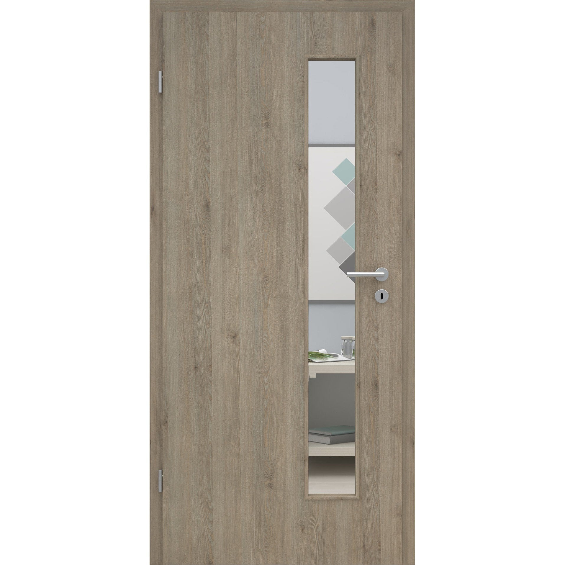 Zimmertür mit Lichtausschnitt LAS CPL Struktur Pinie-Silbergrau Designkante