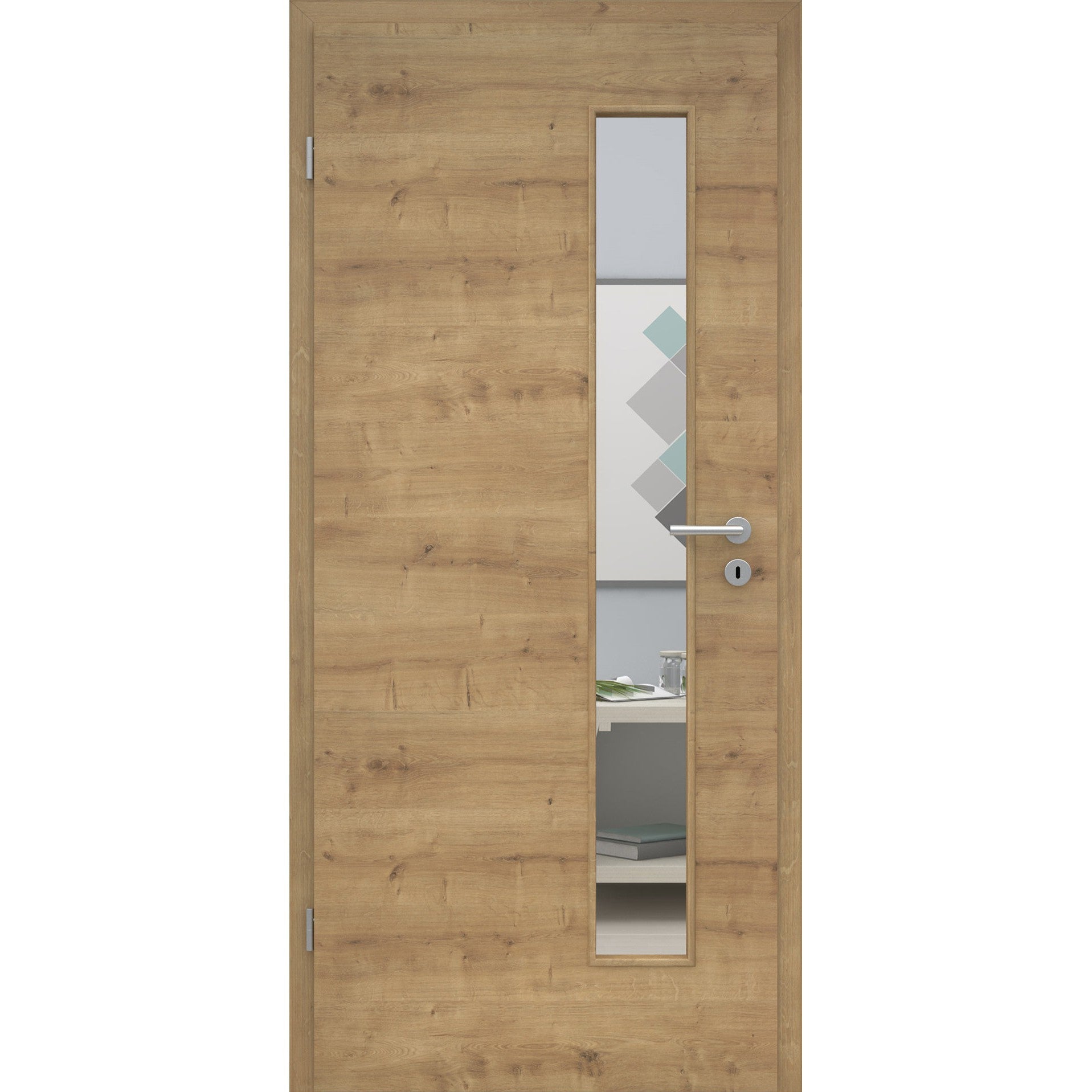 Zimmertür mit Lichtausschnitt LAS CPL Tradition Astige-Eiche Quer Designkante