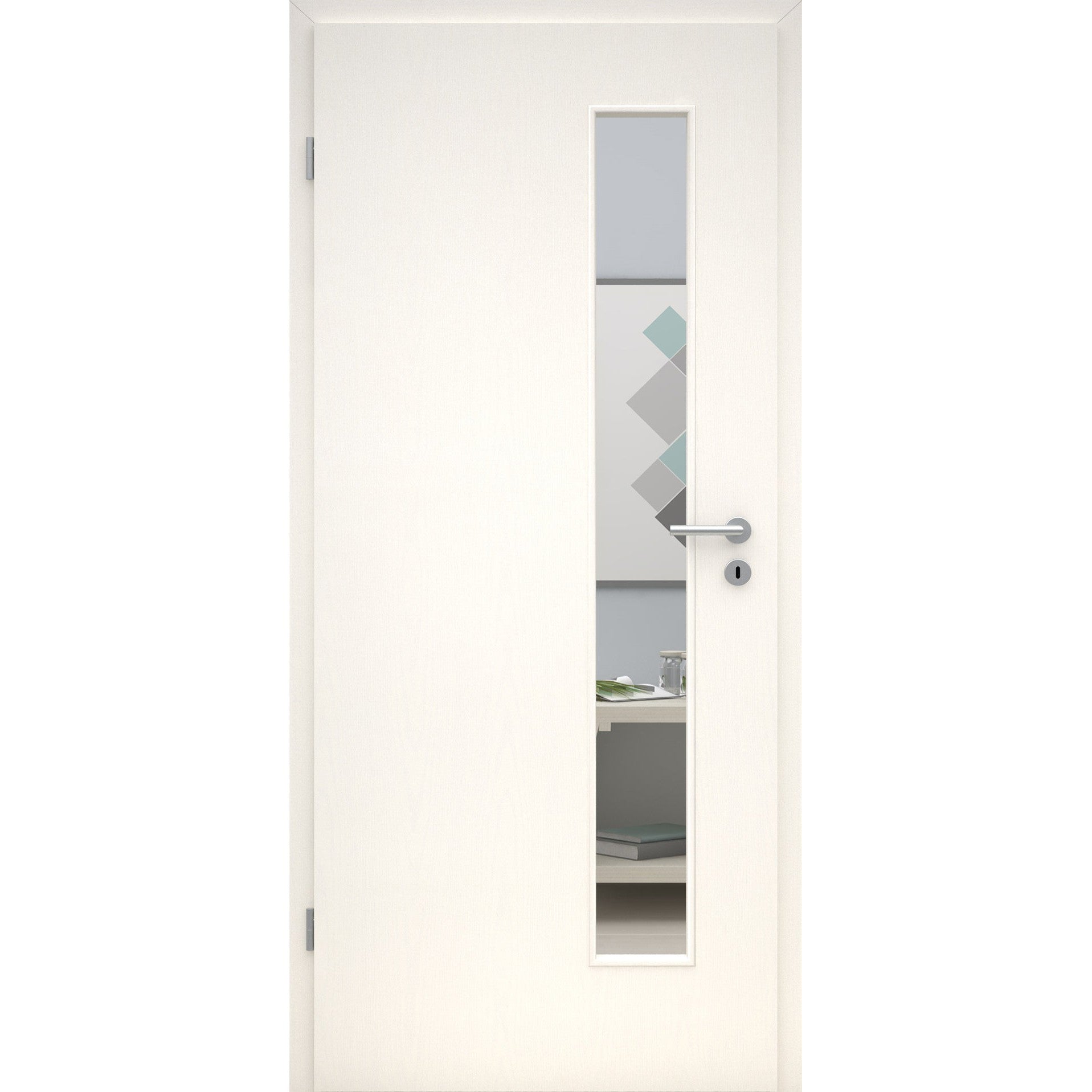 Zimmertür mit Lichtausschnitt LAS CPL Tradition Esche-Weiß deckend Designkante