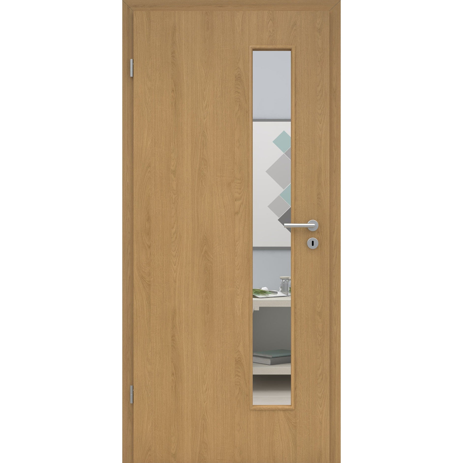 Zimmertür mit Lichtausschnitt LAS CPL Tradition Natur-Eiche Designkante
