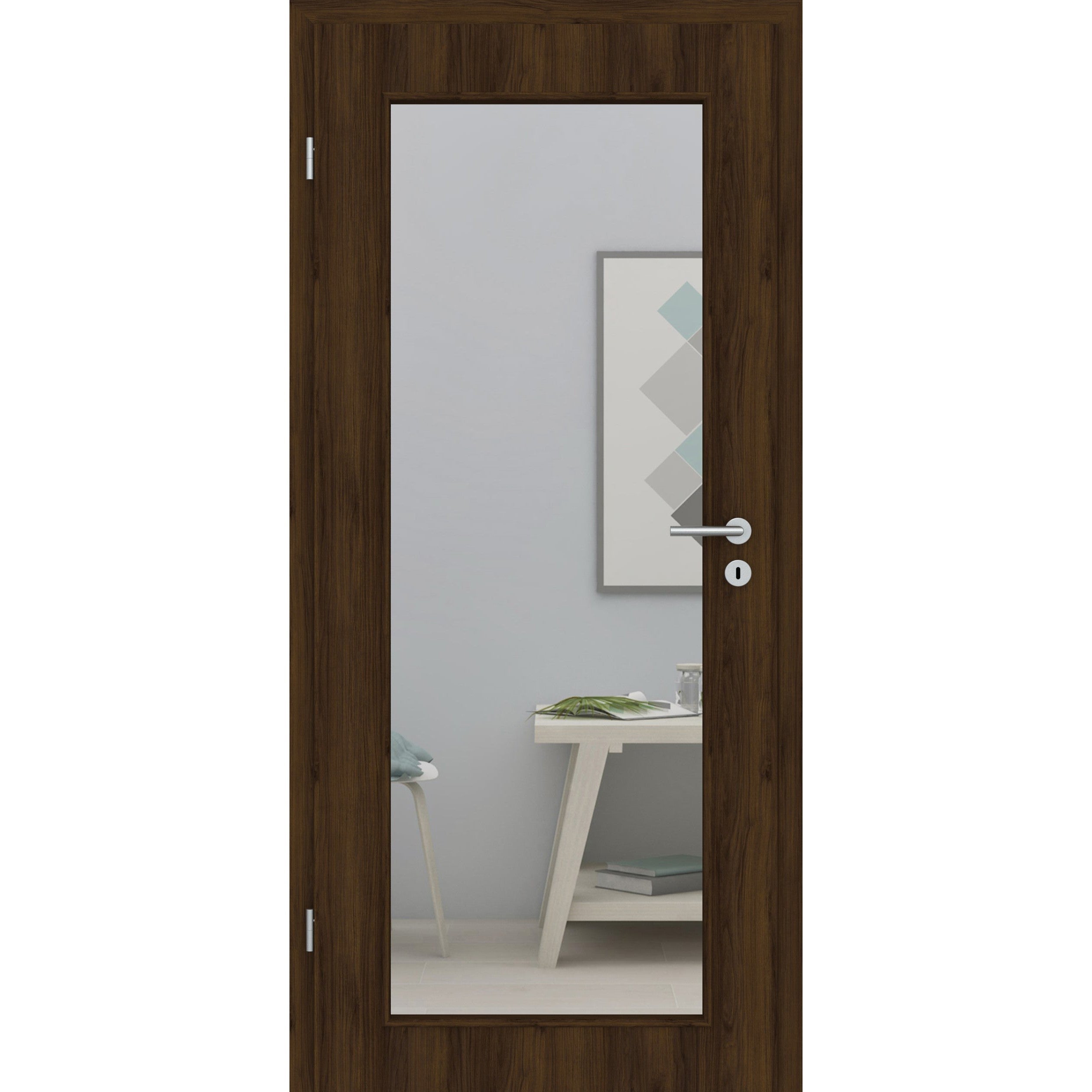 Zimmertür mit Lichtausschnitt LAXL CPL Matt Eiche-Braun Designkante